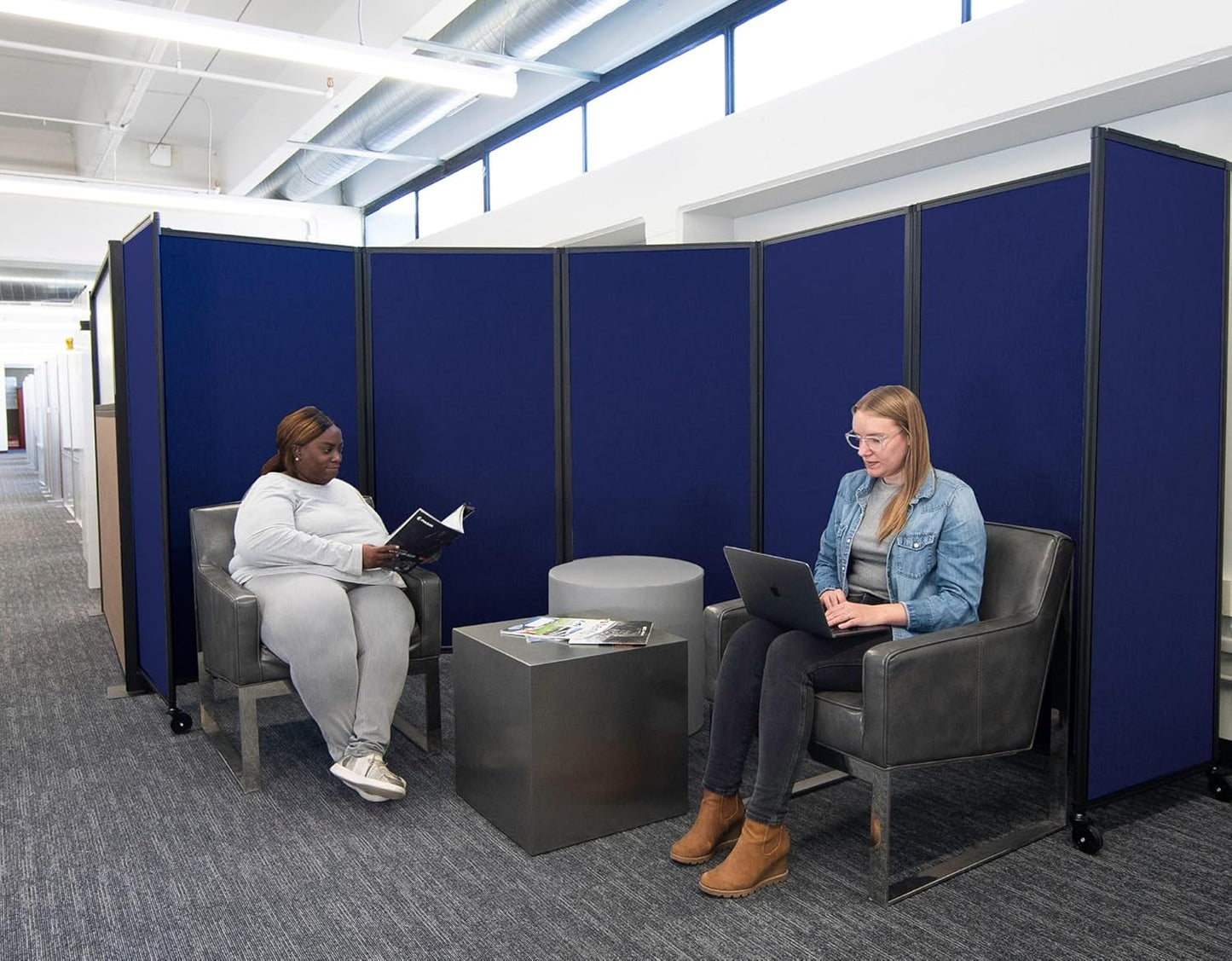 Versare Room Divider 360 Portable Wall Partition | Folding Panels | Large Freestanding Divider | Locking Wheels | Temporary Room Separator