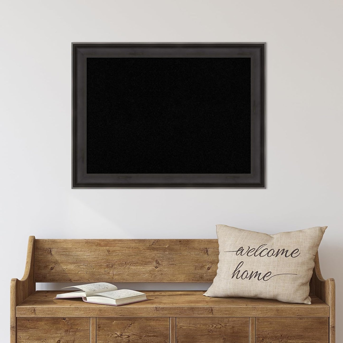 Amanti Art Black Cork Board for Wall, 24x32 Vision Board with Black Wood Frame, Medium Corkboard Office Decor for Home Organization, Casual Corkboard Pinboard to Display Items for Home Organization