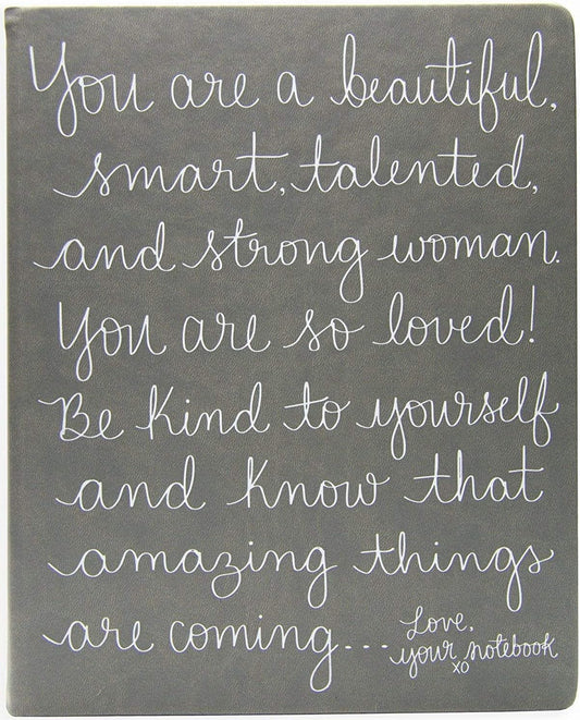 WORLD TRAVELER Eccolo Dayna Lee Collection Grey “Love, Your Notebook” 8x10 Inspiring Hardcover Journal/Notebook, 256 Acid-Free Lined Pages