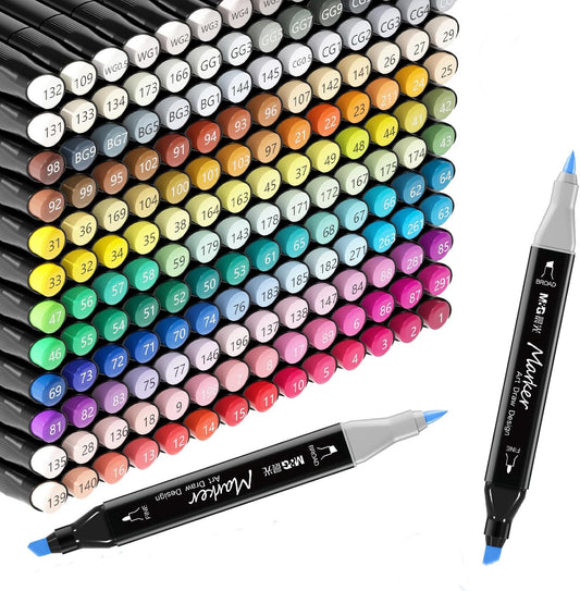 M&G 168 Colors Alcohol Markers, Dual Tip Markers, Chisel & Fine Alcohol-based Art Marker Set for Kids Adults Coloring Illustration, Great Value Pack for Students' Art Class