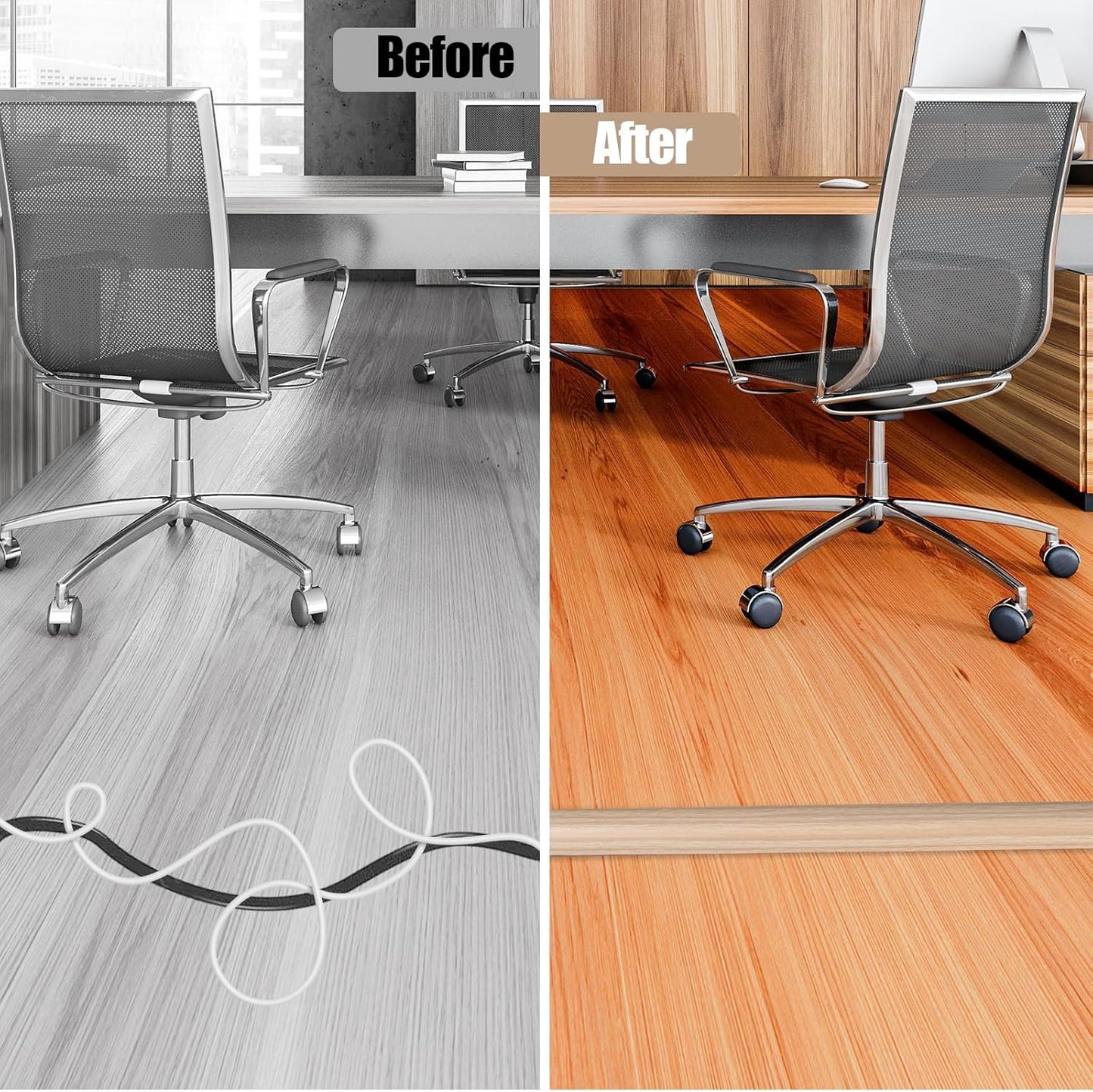 Floor Cord Cover Self Adhesive Cord Hider,3.3FT Cable Management, Extension Strip Protector for Wires, Prevent Cable Trips for Offices, Gyms, Exhibitions Cavity:0.47"(W) x0.35(H) WoodLightyellow