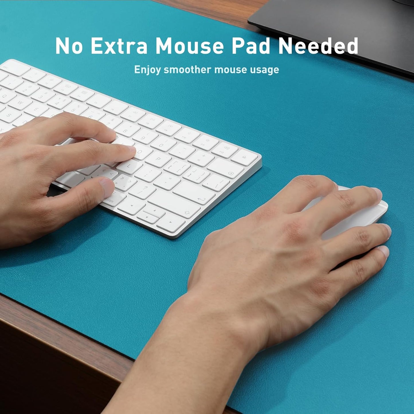 Aothia Leather Desk Pad Protector, Mouse Pad, Office Desk Mat, Non-Slip PU Leather Desk Blotter, Laptop Desk Pad, Waterproof Desk Writing Pad for Office and Home (Turquoise,36" x 17")