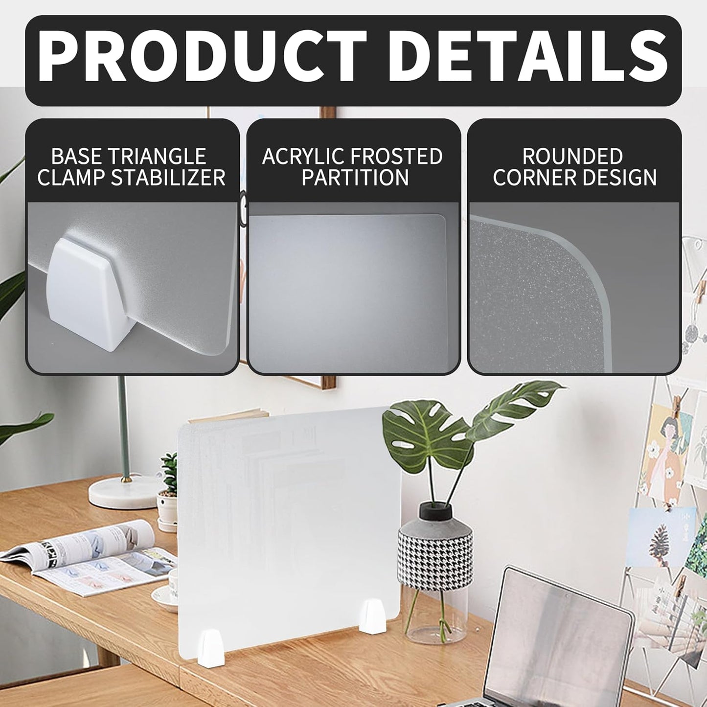 Nisorpa 4PCS Desk Dividers Privacy Desk Panel,Frosted Acrylic Partitions with Clips,Classroom Privacy Shield for Student Desks Protective Noise and Visual Guard for Office,School - 23.6 "L X 15.8 "W