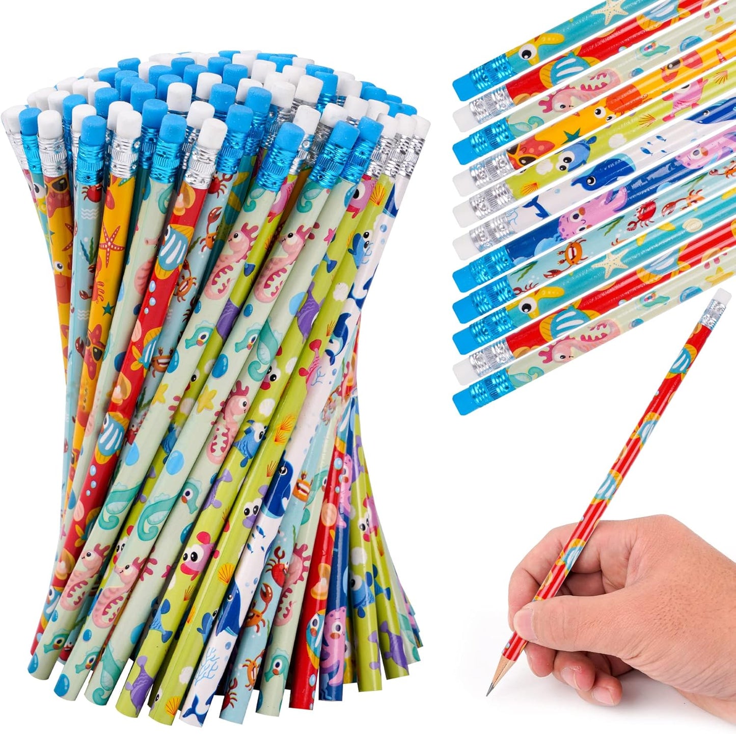 Kolewo4ever 200 Pieces Under The Sea Pencils Ocean Pencil Wood Pencil Oceam Element Sea Themed Pencils for Teachers Classrooms Reward School,Learning Activities