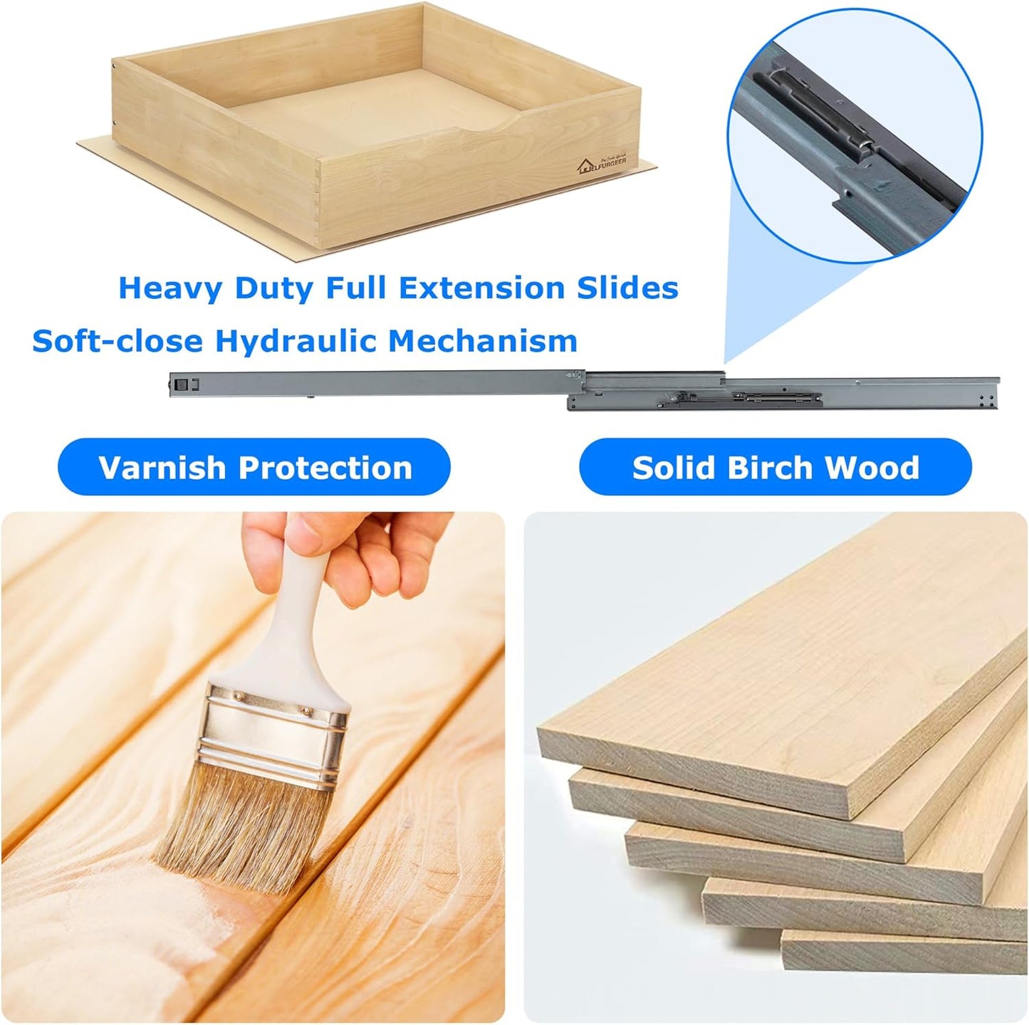 WelFurGeer Soft Close Pull Out Drawer for Kitchen Cabinets, 20" W x 22" D Pull Out Cabinet Organizer, Heavy-Duty Cabinet Organizer with Easy Installation, Space-Saving Pullout Drawer for Home, Kitchen