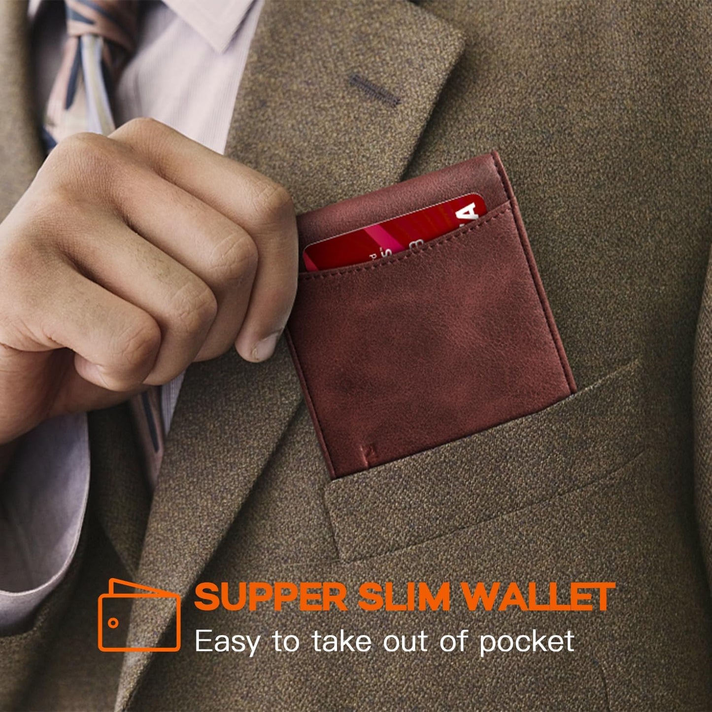 Slim Money Clip Wallets for Men RFID Blocking 11 Card Holder Minimalist Small Thin Carbon Leather Bifold Mens Front Pocket Wallet Gift Box