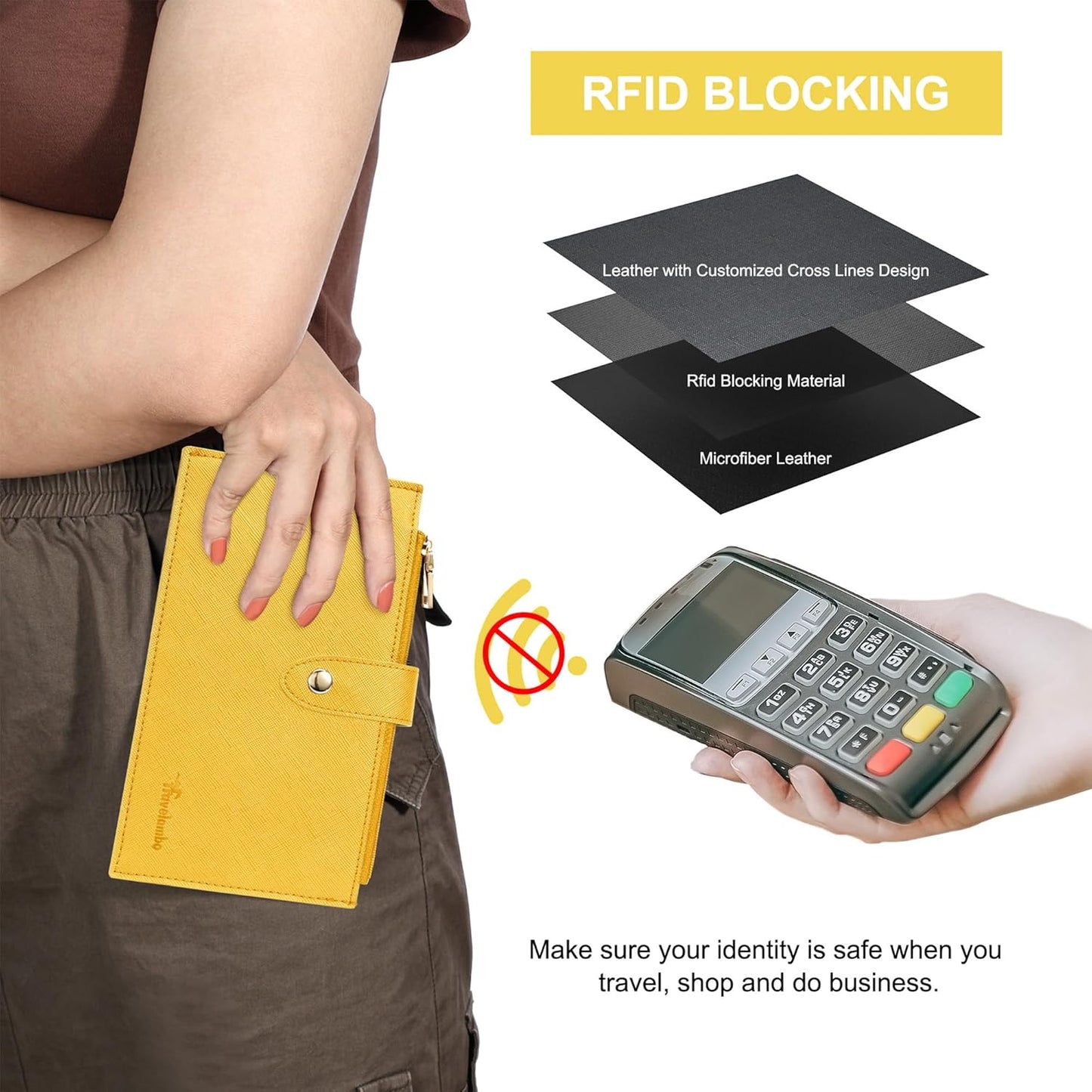Travelambo RFID Wallet Women Large Size Bifold Multi Card Wallet Case with Zipper Pocke Credit Card Holder for Women
