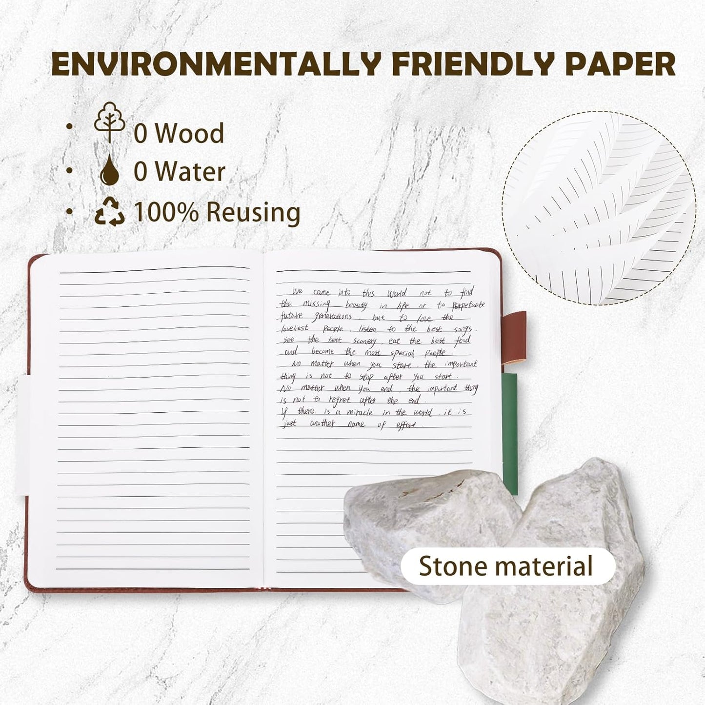 Stone Paper Notebook for Women Men, Waterproof Notebook Hardcover Executive Journal, Ruled Notebooks for Writing, Business, Work ＆ School, 160 Pages Notebook with Gift Box (B5 Green)