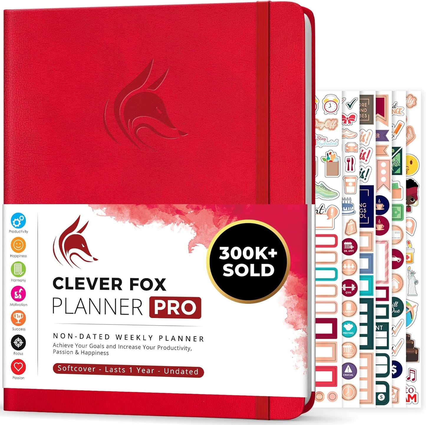 Clever Fox Planner PRO – Weekly & Monthly Life Planner to Increase Productivity, Time Management and Hit Your Goals, 8.5x11″ (Red)