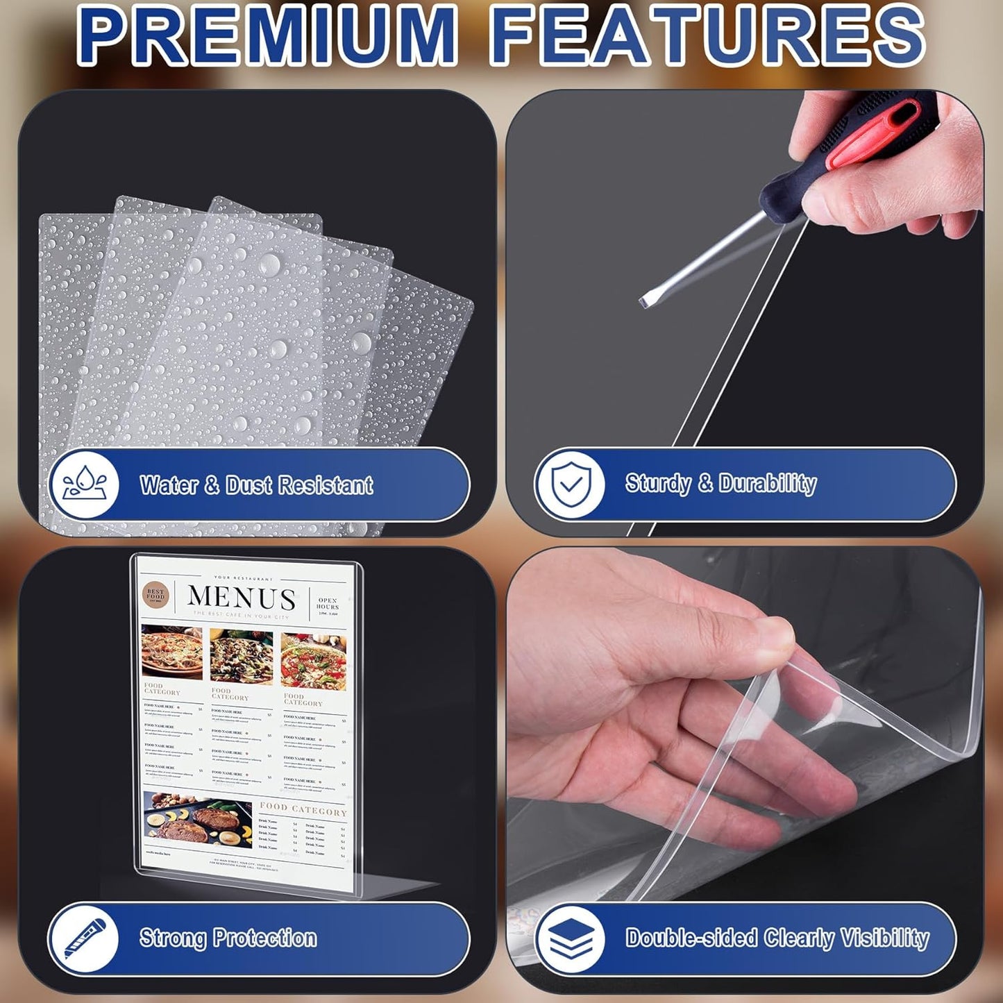 5PCS 9" x 12" Rigid Print Protectors Clear Plastic Sheet Protectors, Heavy Duty Top Loading Document Holder, Menu Cover, Photo Poster Sleeves Hard Plastic Sleeves for Paper Art Prints