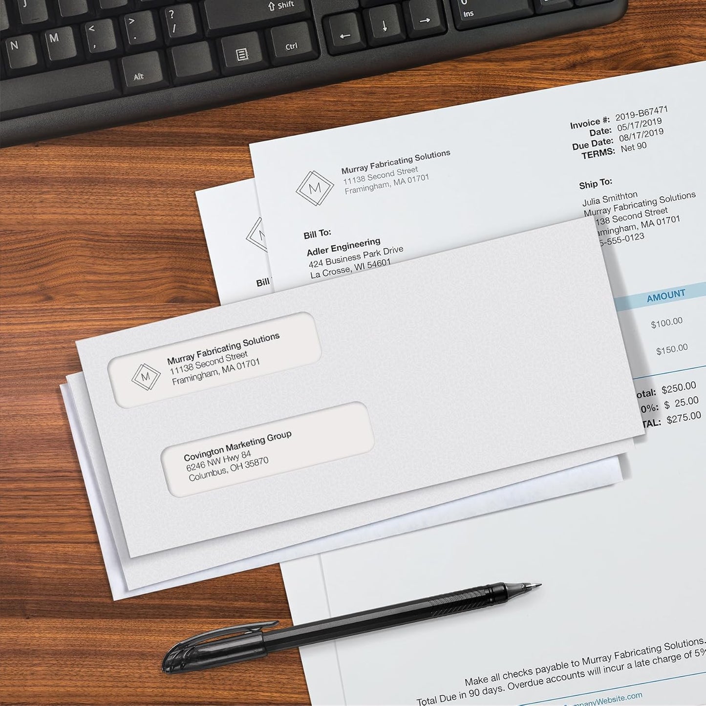 Columbian #8 Double-Window Self Seal Security Tint Envelopes, 500/Box, 24lb White Wove, 3-5/8 x 8-11/16 Inches (1016910)