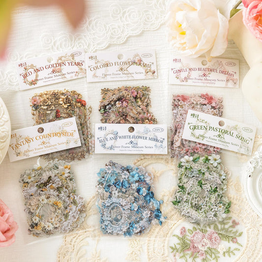 Alideco 120pcs Scrapbook Stickers Romantic Flowers Scrapbooking Junk Journal Crafts Embelishment Decoration Diary Stickers (huakuangbowuguan)