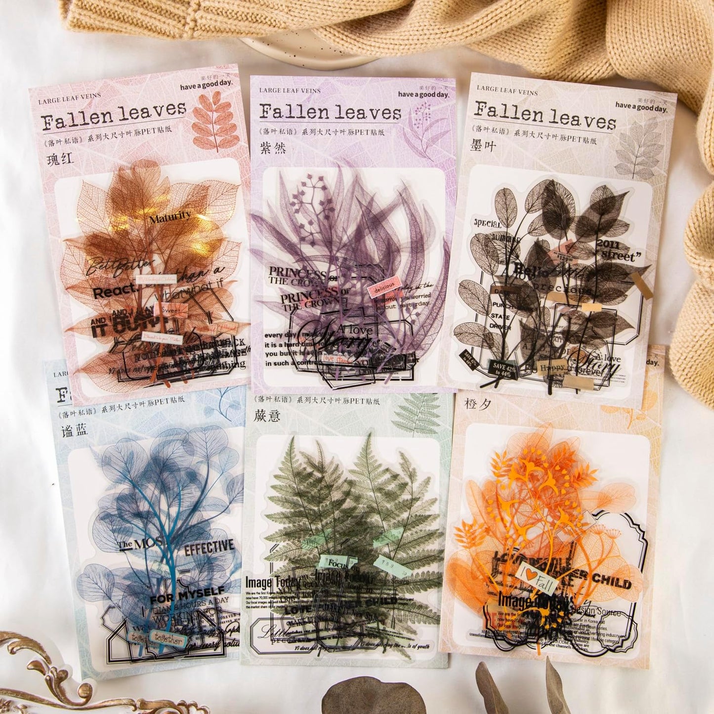 Alideco 120pcs Scrapbook Stickers Leaf Vein Theme Scrapbooking Junk Journal Crafts Embelishment Decoration Diary Stickers (luoyesiyu)