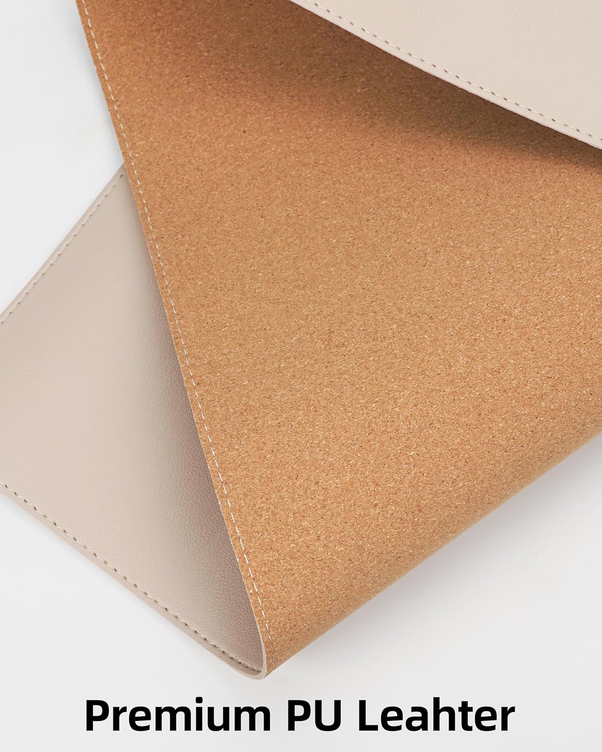 Leather Desk Pad Protector,Office Desk Mat,Large Mouse Pad, Non-Slip PU Leather Desk Blotter,Desk Pad,Waterproof Desk Writing Pad for Office and Home (Beige,31.5" x 15.7")