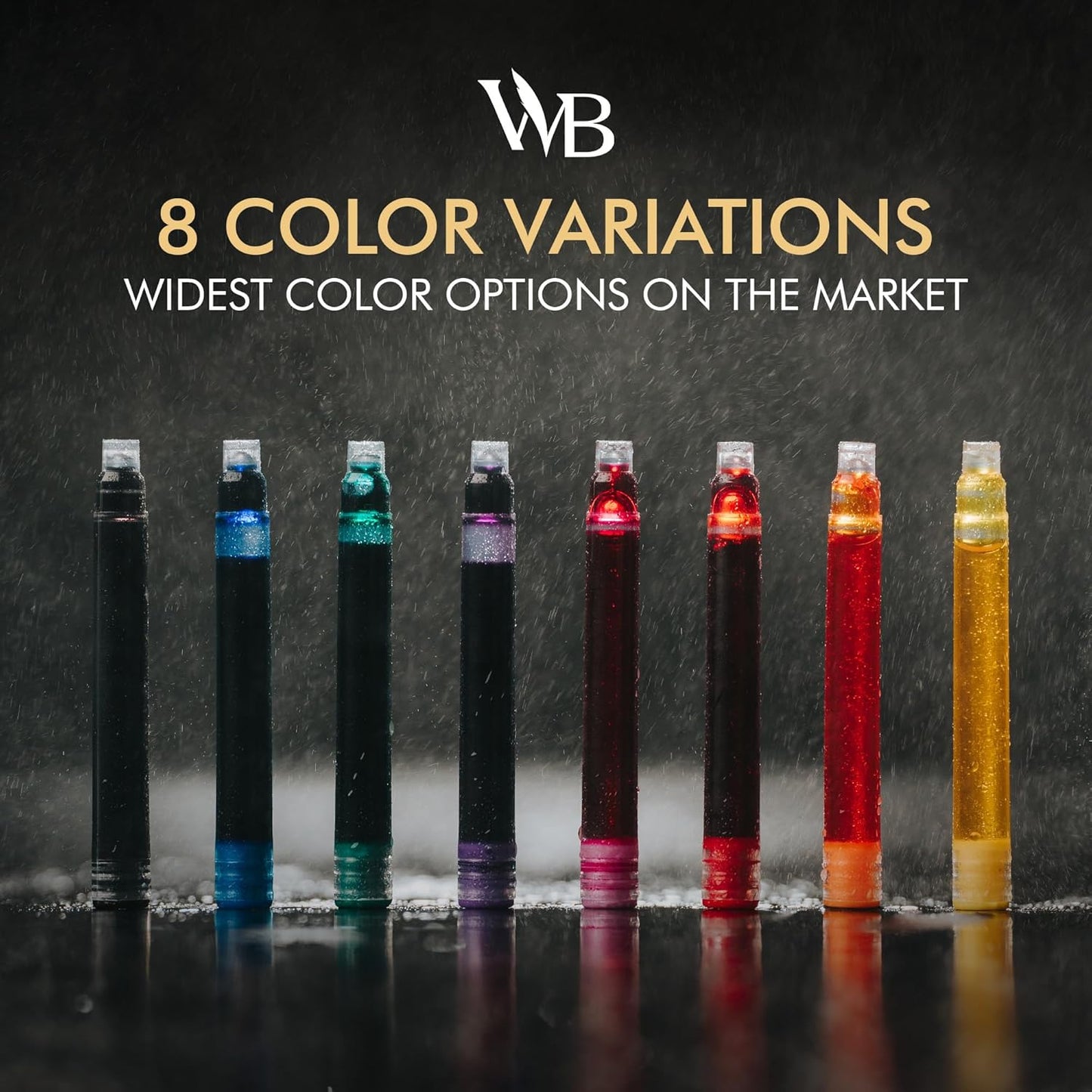 Wordsworth & Black Fountain Pen Ink Refills - Set of 30 Orange Ink Cartridges - International Standard Size - Length APPR 2.3" - Base Diameter APPR 0.24" - Disposable and Generic
