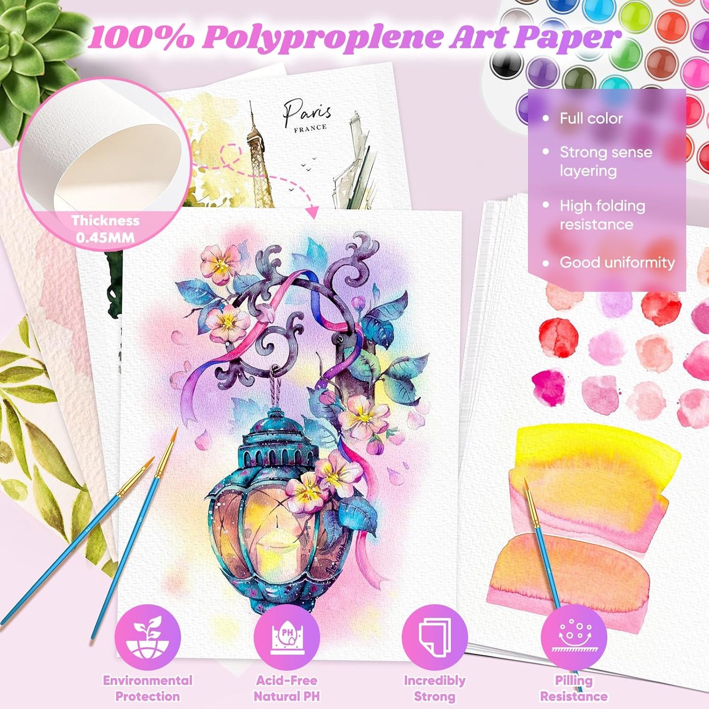Watercolor Paper 9"x12", Christmas Gifts for Adults Teens Kids, Cold Press Water Color Paper, 140lb/300gsm Loose Art Drawing Paper for Acrylic Paints Markers Pencils Pens Oil Pastels Canvas Painting