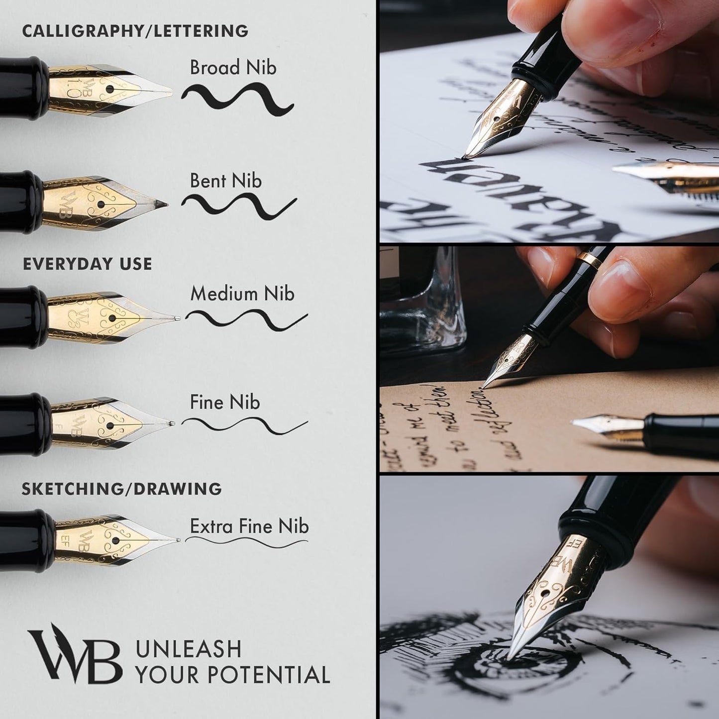 Wordsworth & Black Fountain Pen Set, 18K Gilded Extra Fine Nib, Includes 24 Pack Ink Cartridges, Ink Refill Converter & Gift Box, Gold Finish, Calligraphy, [Racing Green], Perfect for Men & Women