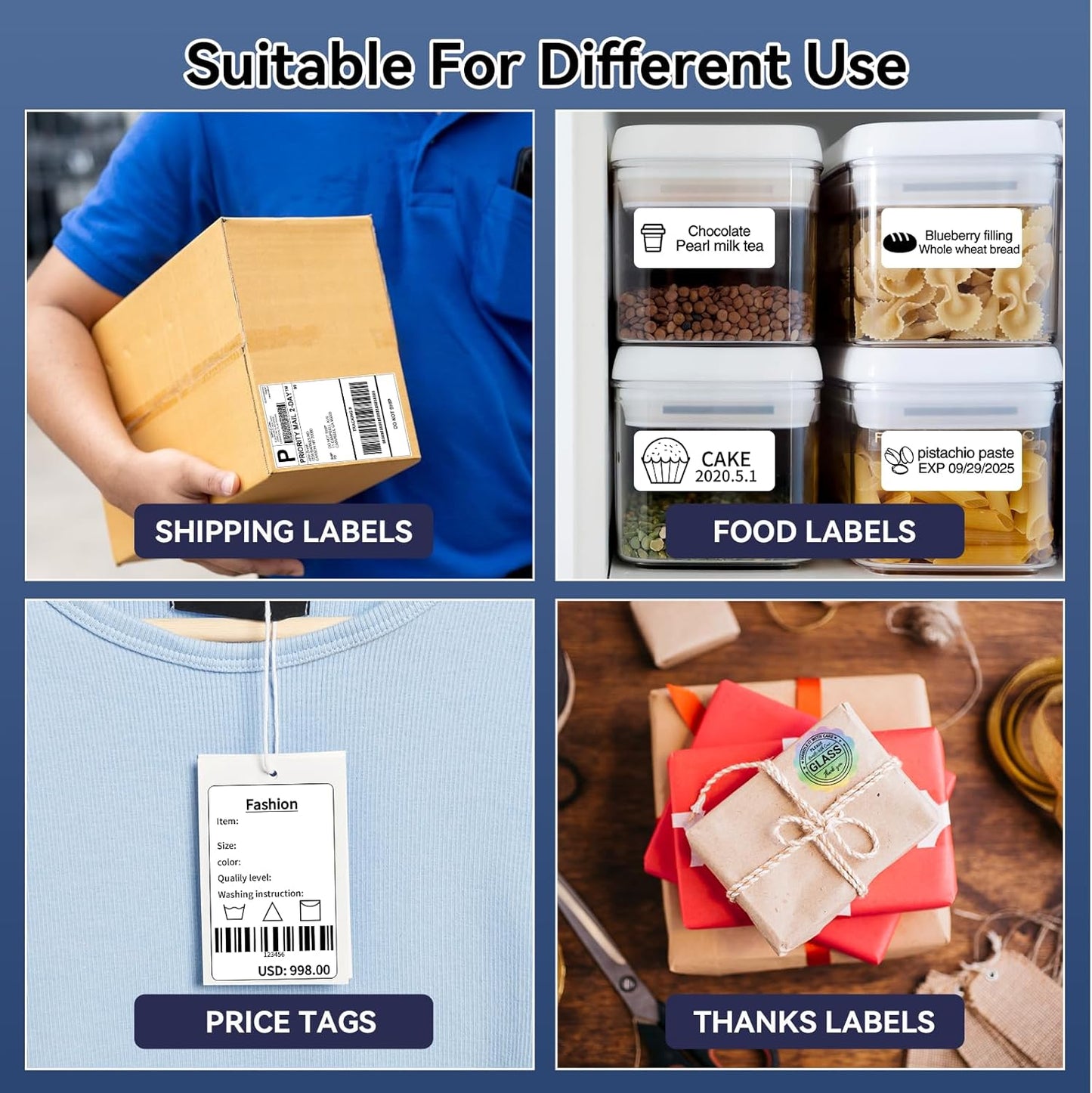 Bluetooth Shipping Label Printer 4x6, 249BT Thermal Label Printer for Small Business, Shipping Packages, Office, Home, Compatible with Amazon, Ebay, USPS