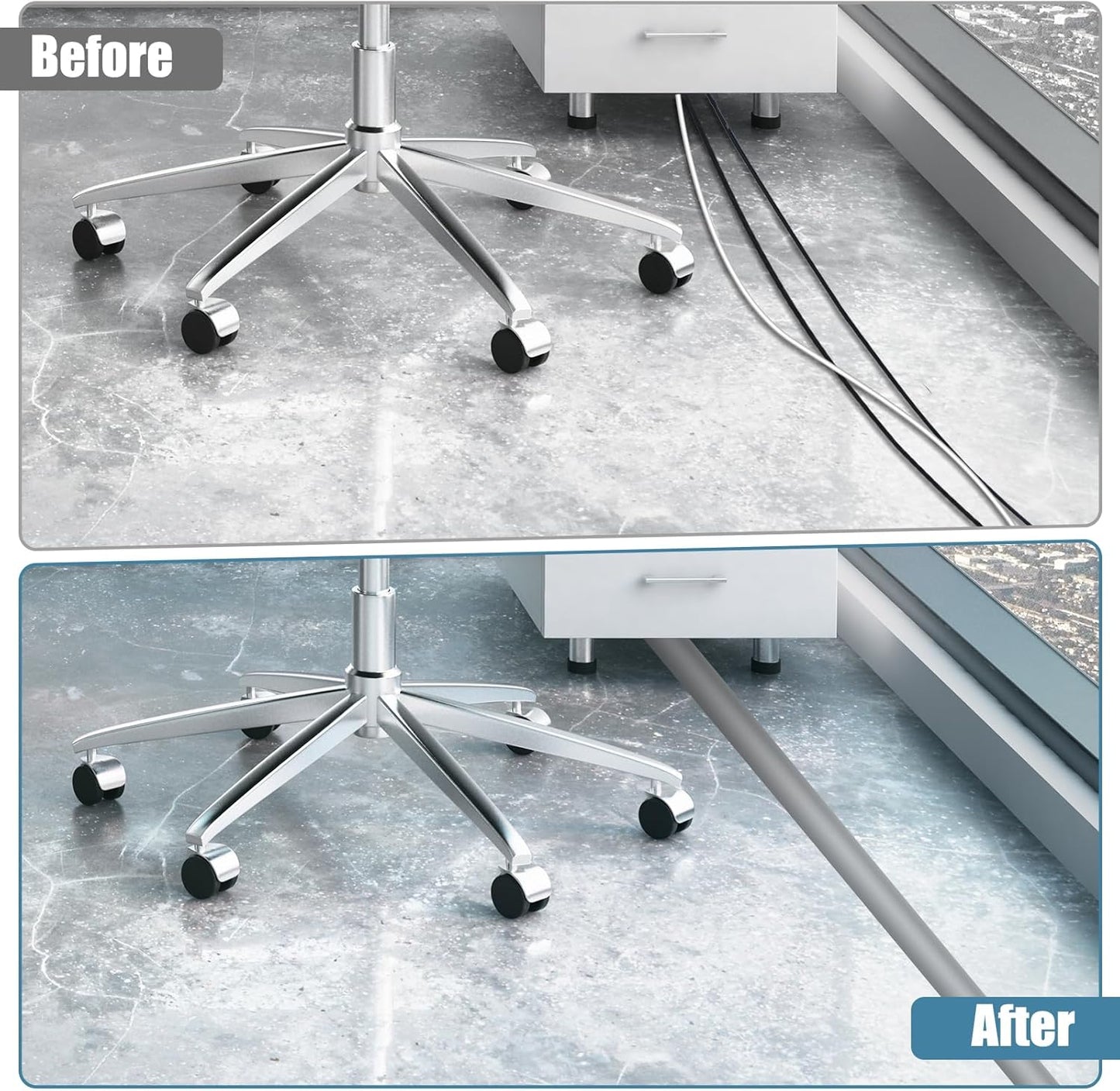 Floor Cord Covers for Wires 10FT Cable Hider Wire Coverr Self Adhesive Cord Hider Floor for Offices, Homes, Workshops, Warehouses Cable Cavity 0.47" W x 0.27" H