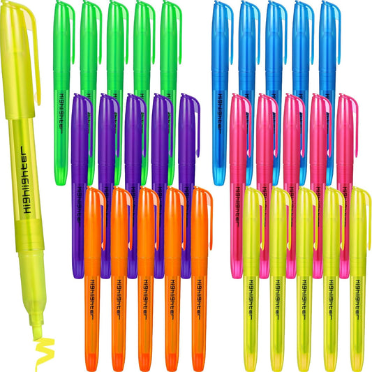 Thenshop 30 Pcs Highlighter Bulk Pack Assorted Colors Highlighter Markers Chisel Tip Fluorescent Pens for Office Classroom Back to School Supplies