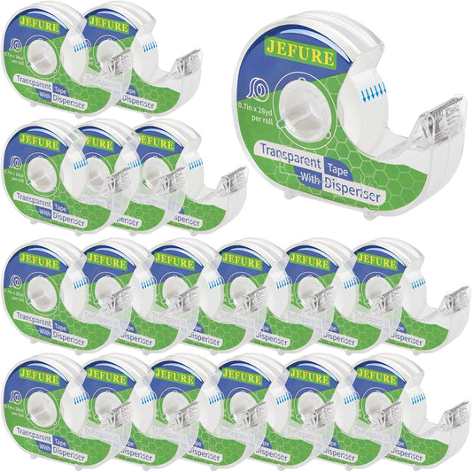 18 Pcs Transparent Tape with Dispenser, 0.7 x 1000 in Clear Tape Rolls Bulk, Office Tape Refills for Desk, Craft, and Gift Wrapping