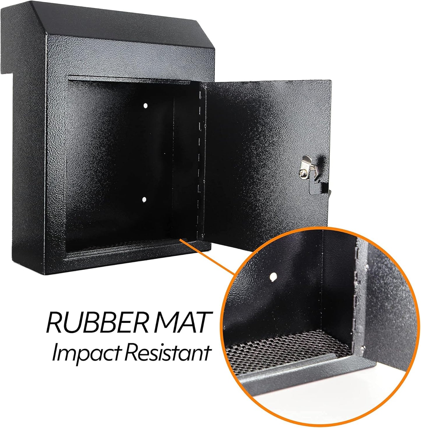 POCHAR Through The Door Drop Box with Lock, Heavy Duty Door Mailbox for Cash Rents Deposit Payments Checks, Steel Large Key Drop Box for House Office Apartment, Security Anti-Theft Dropbox, Black
