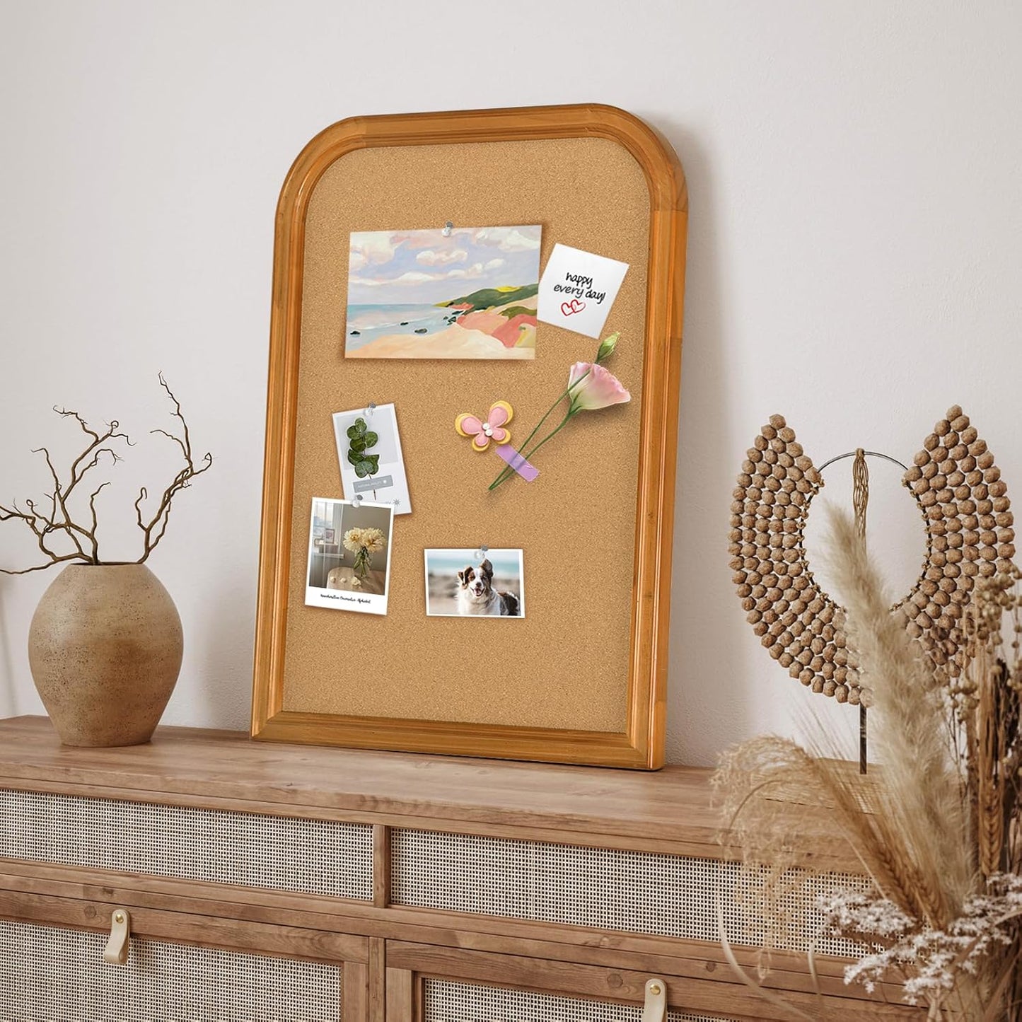 Cork Board for Walls, 23.6x17.7 inches Bulletin Board with Frame, Decorative Hanging Pin Board Vision Board Message Board for Office School Home Decor(2R&2S,4560,1p)