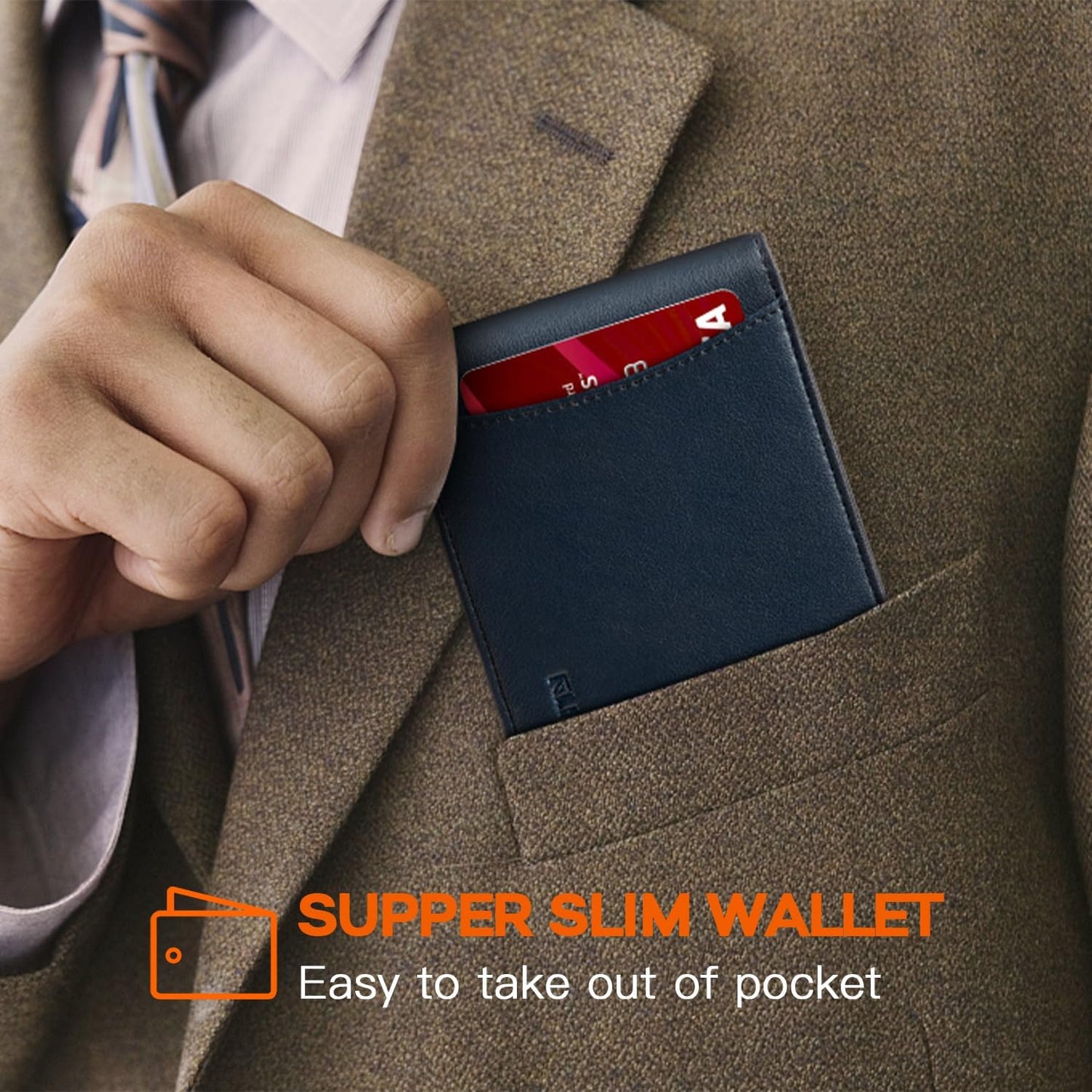 Slim Money Clip Wallets for Men RFID Blocking 11 Card Holder Minimalist Small Thin Carbon Leather Bifold Mens Front Pocket Wallet Gift Box