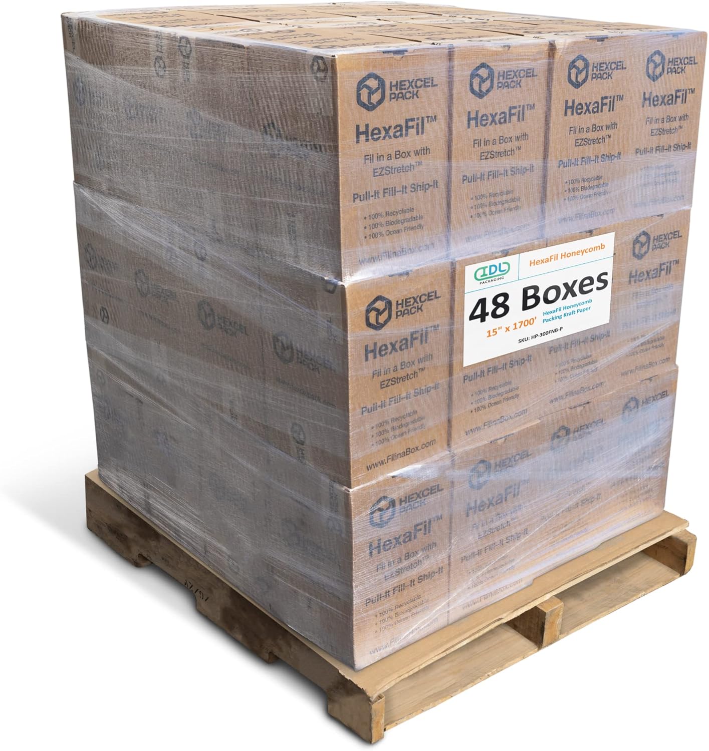 IDL Packaging HexaFil Honeycomb Packing Kraft Paper 15" x 1700' in Self-Dispensed Box - Patented Cushioning Box Filler for Void Filling, Moving, Shipping - Alternative to Bubble Plastic