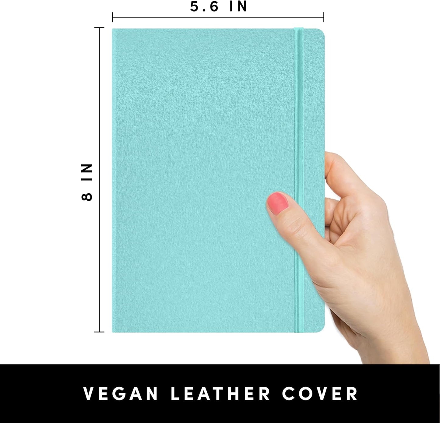 PAPERAGE Lined Journal Notebook, (Mint), 160 Pages, Medium 5.6 in x 8 in - 100 GSM Thick Paper – Hardcover Journaling Notebook for Work, School & Note Taking