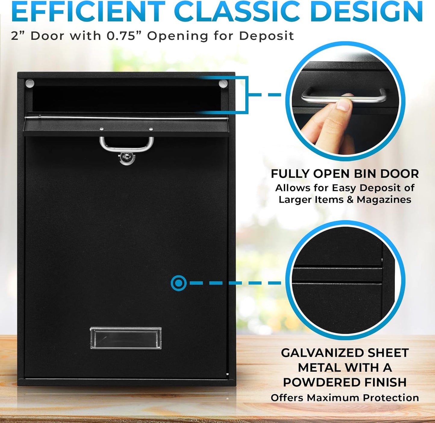 Wall Mounted Locking Vertical Dropbox Mailbox - Safe and Secure (Large) | Made with Galvanized Steel (Dark Gray)