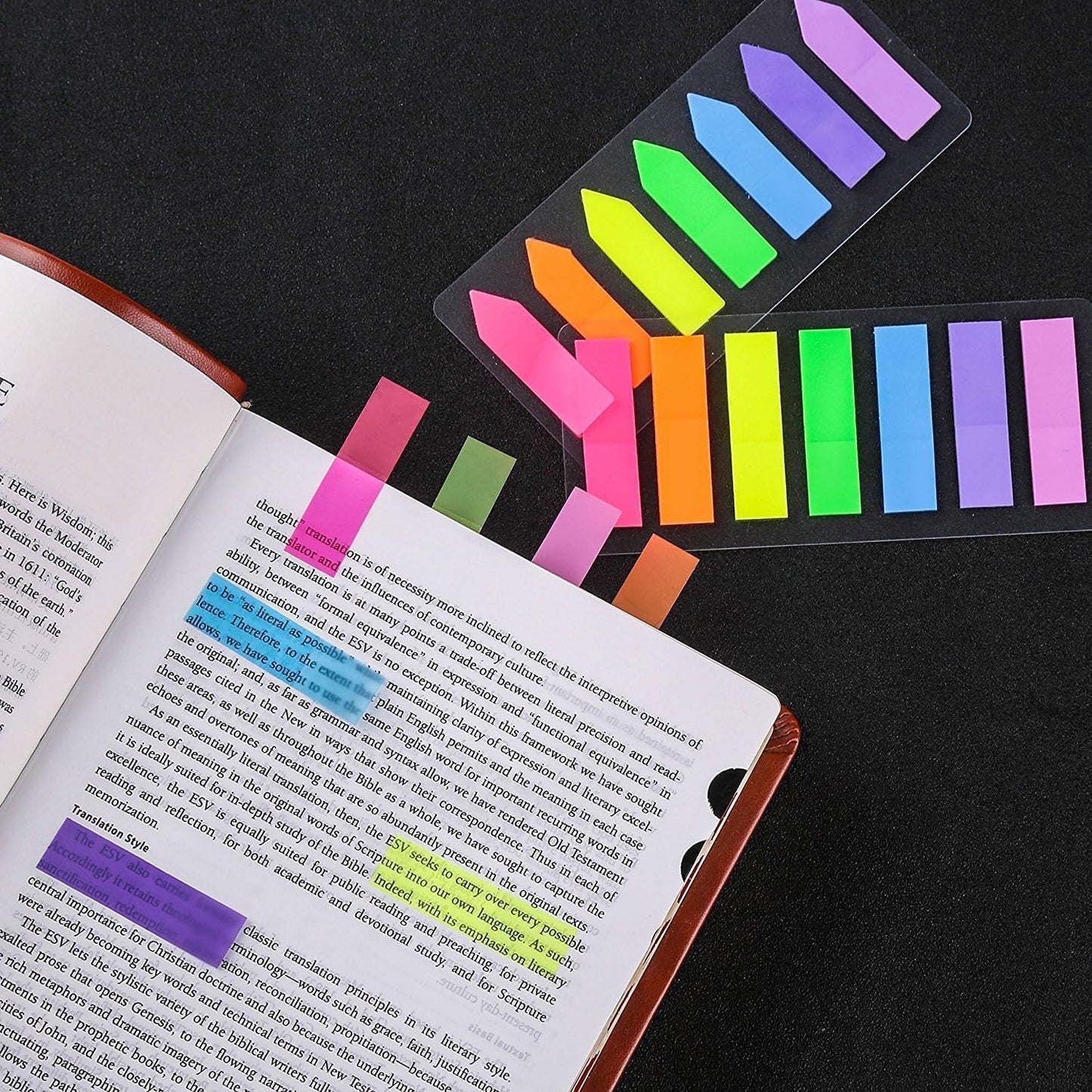 8 Sets Sticky Tabs, Neon Book Tabs, Colored Flag Page Tabs Self Adhesive for Annotating Books, Page Markers, Fluorescent File Index Tabs for Notebooks, Removes Cleanly, 1280pcs