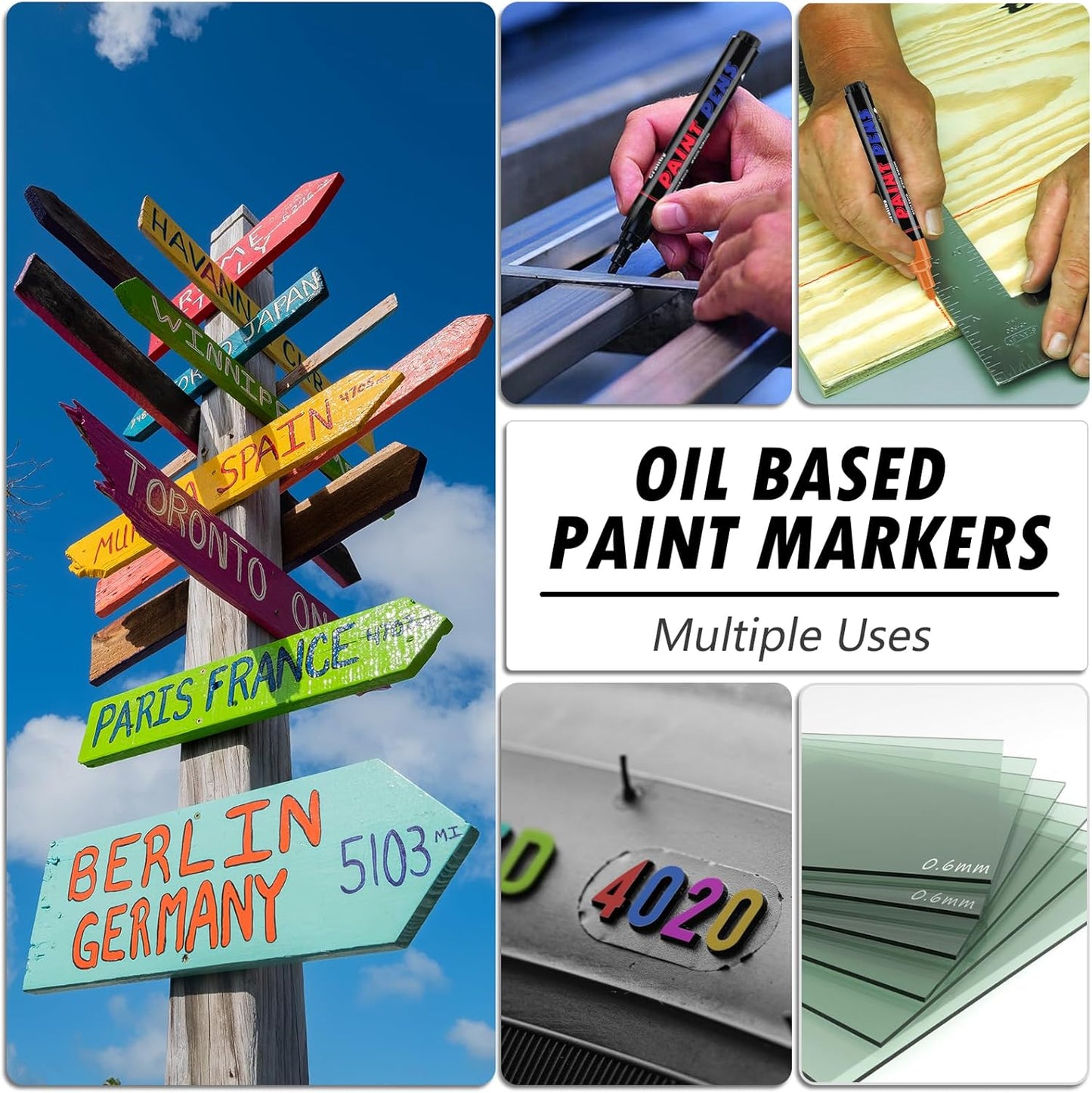 Silver Paint Pens Paint Markers - 2 Pack Permanent Quick Dry Waterproof Marker Pens for Rocks Wood Fabric Plastic Canvas Glass Mugs Metal Tire Stone