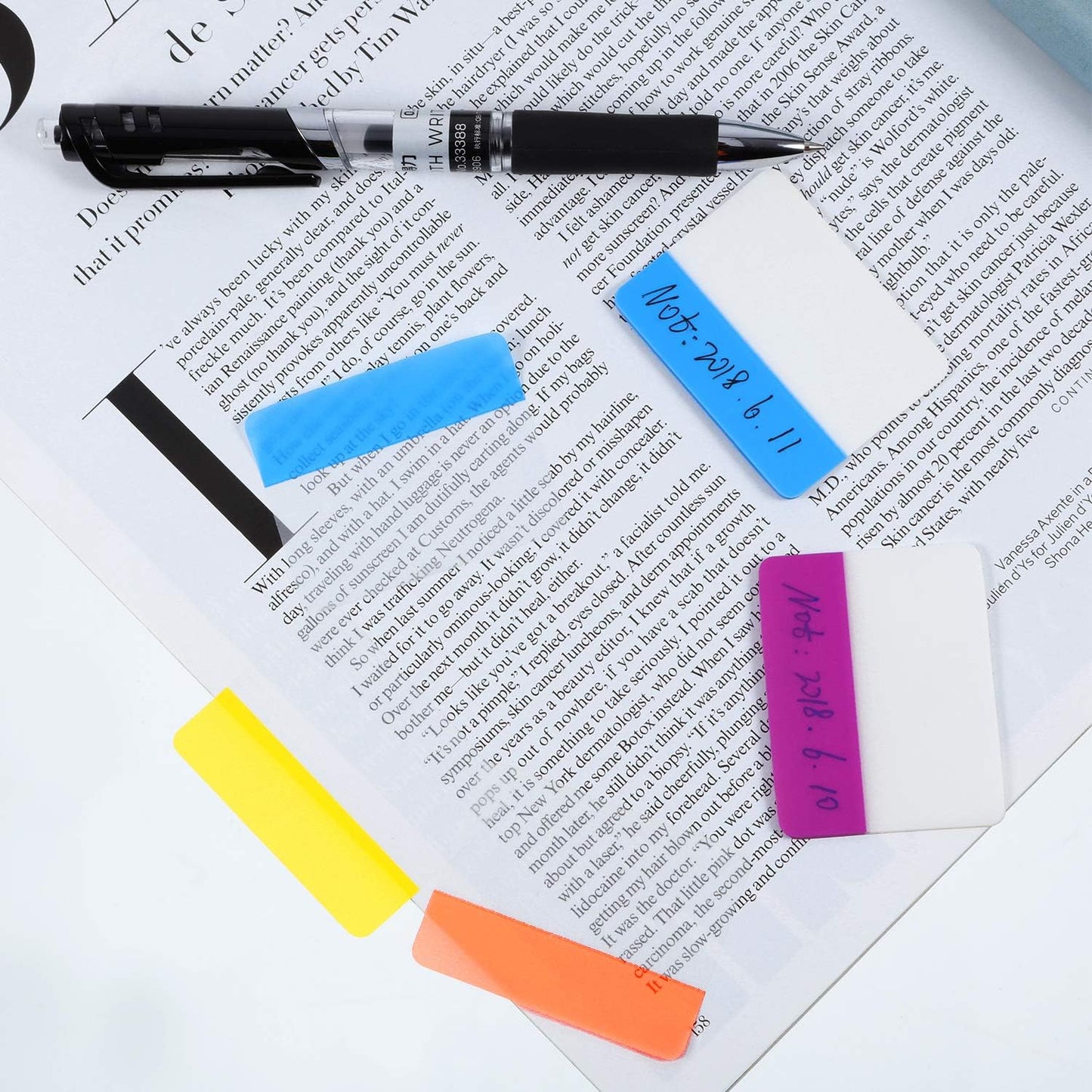 Jovitec 800 Pcs 40 Sets Sticky Tabs 2 Inch Colored Index Tabs Writable and Repositionable Labels for File Folders Books Reading Notes Classify File(Novelty Colors)