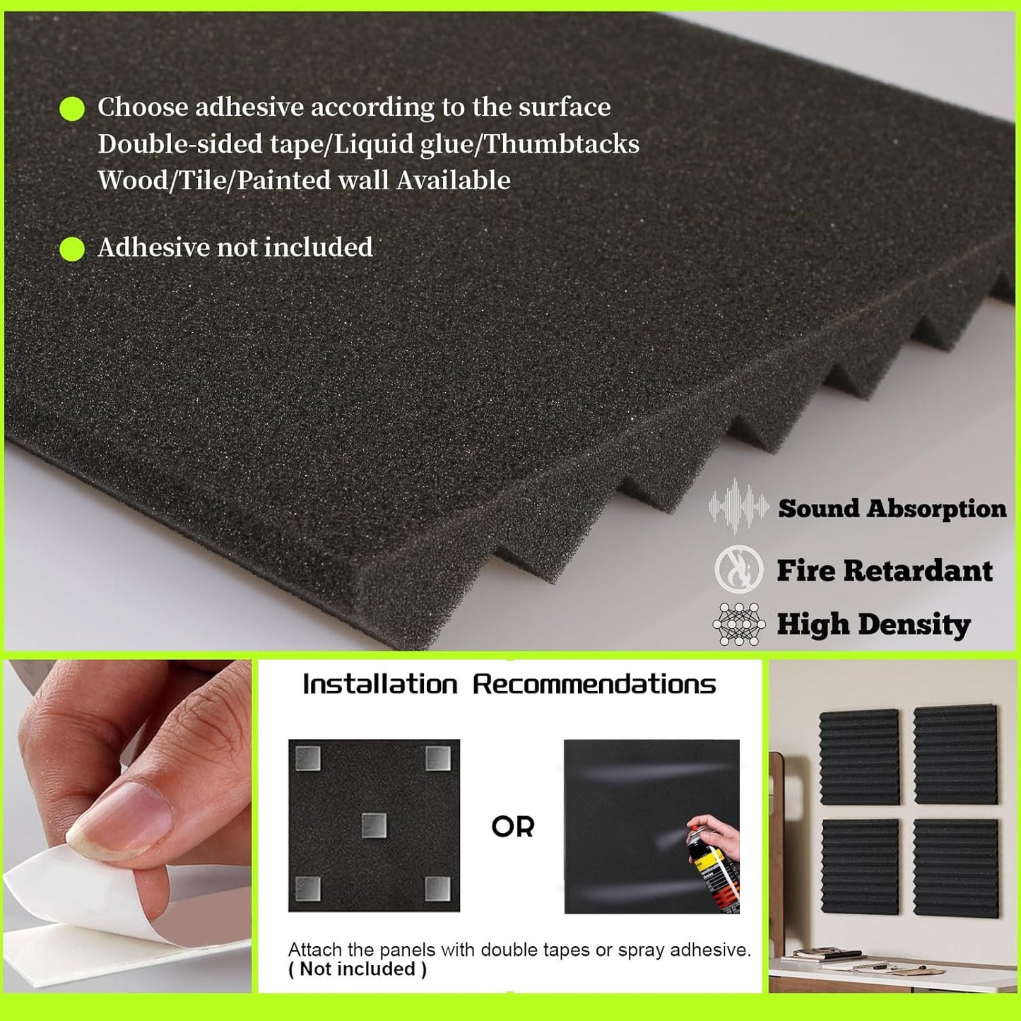 54 Pack Sound Proof Foam Panels for Walls 12x12x1 Inches, Wedges Acoustic Panels Sound Absorbing, Acoustic Foam Panels for Recording Studio, Home, Office, Easy Install, No Adhesive Included