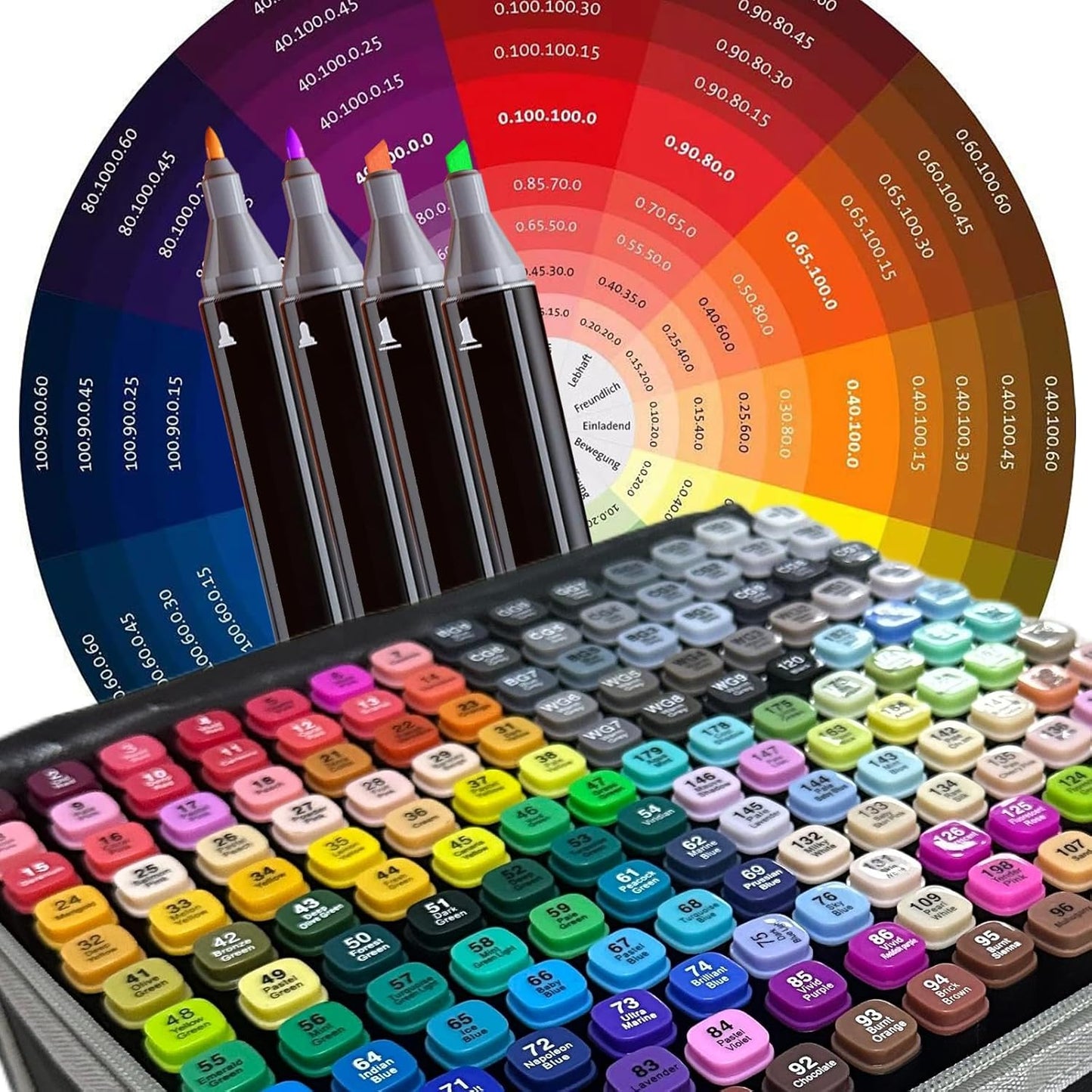 120-Color Dual-Tip Alcohol Markers Set - Alcohol-Based Art Markers for Coloring, Drawing & Sketching -Gift for Kids, Teens, Artists