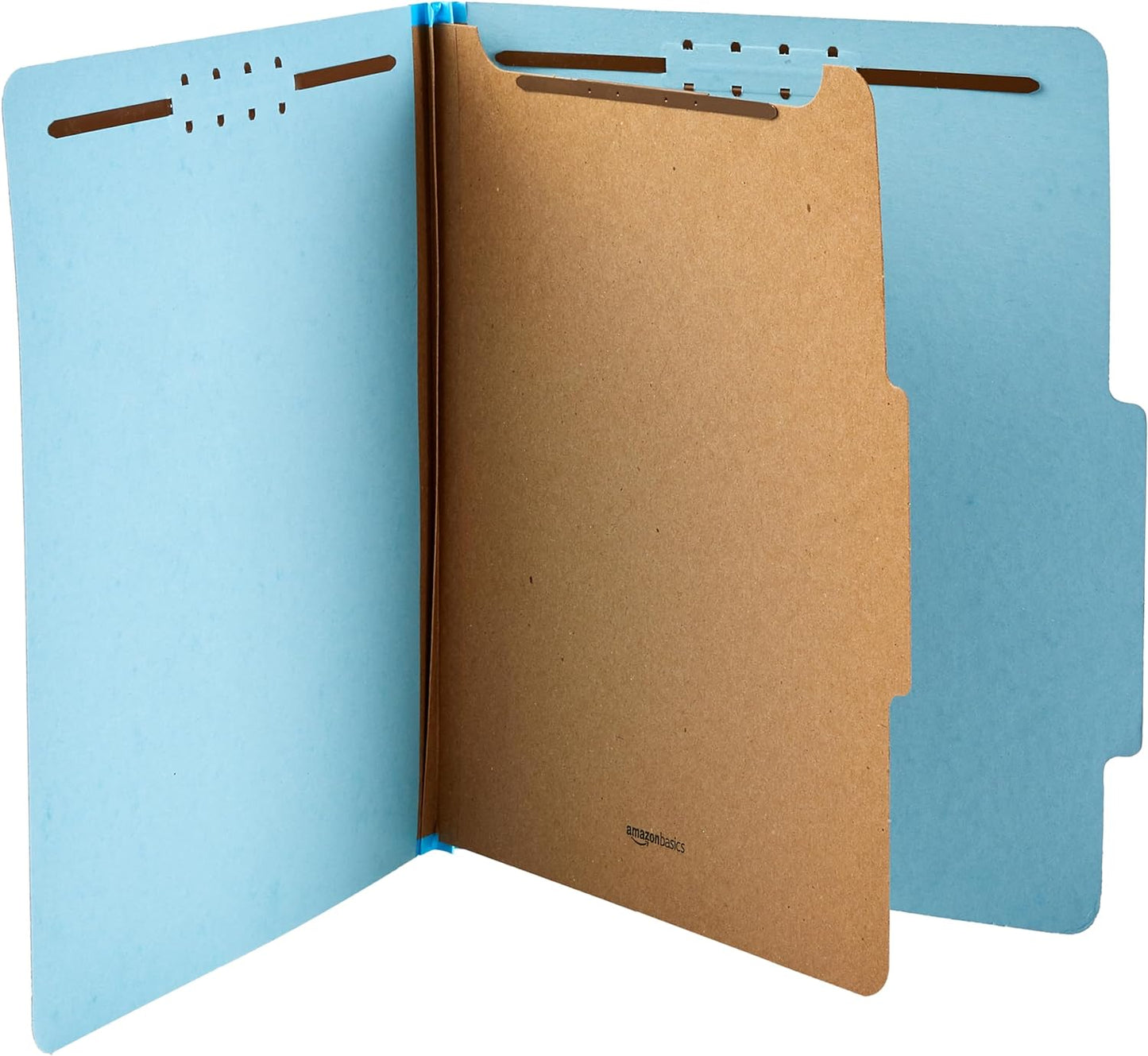 Amazon Basics Classification Folder- 100% Recycled, 1 Divider, 2" Embedded, 10 Count per Box, 12.20 x 10.61 inch (Letter), Light Blue