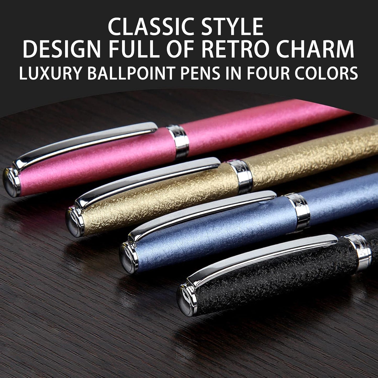 Nice pens,luxury pen with cace,fancy pens Ballpoint Pen Smooth writing experience stylish design effortless writing executive pen-Gift Box with 0.5mm Black 2 Extra Refill (Black)