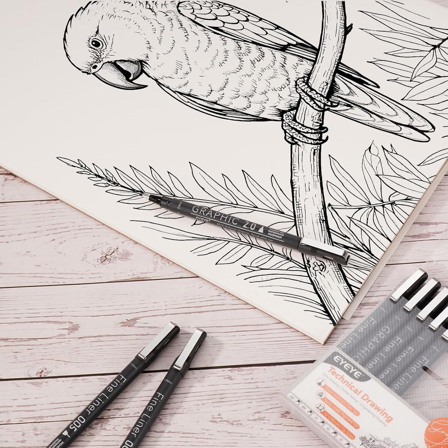 EYEYE Micro Pen Black Drawing Art Pens,6 Pack 0.25mm Archival Pen Waterproof Ink Set Artist Supplies Archival Inking Markers Sketch Outline Pens, Precision Drawing and Sketching Kit