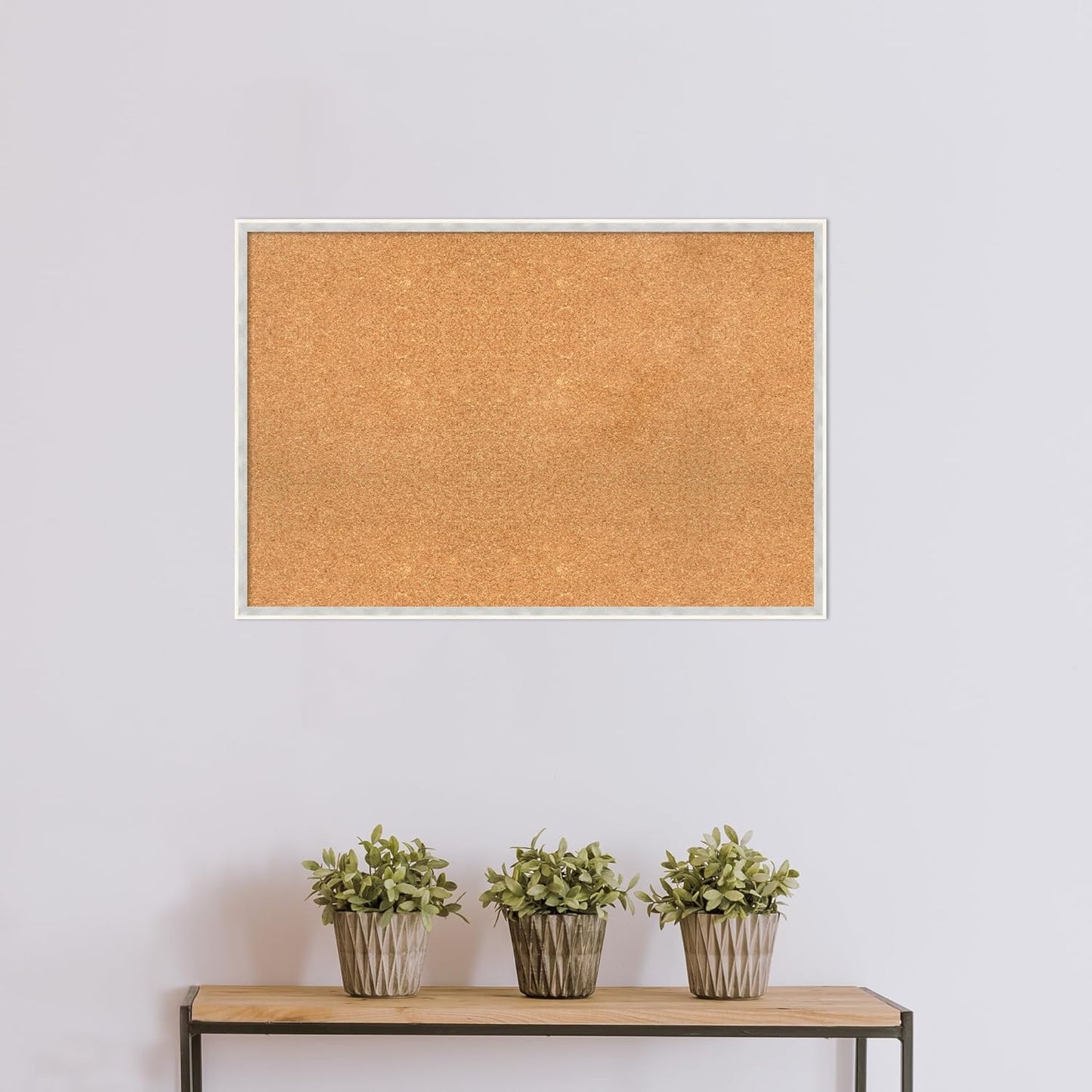Amanti Art Natural Cork Board for Wall, 25x37 Vision Board with White Frame, Large Corkboard Office Decor for Home Organization, Modern Corkboard Pinboard to Display Items for Home Organization in