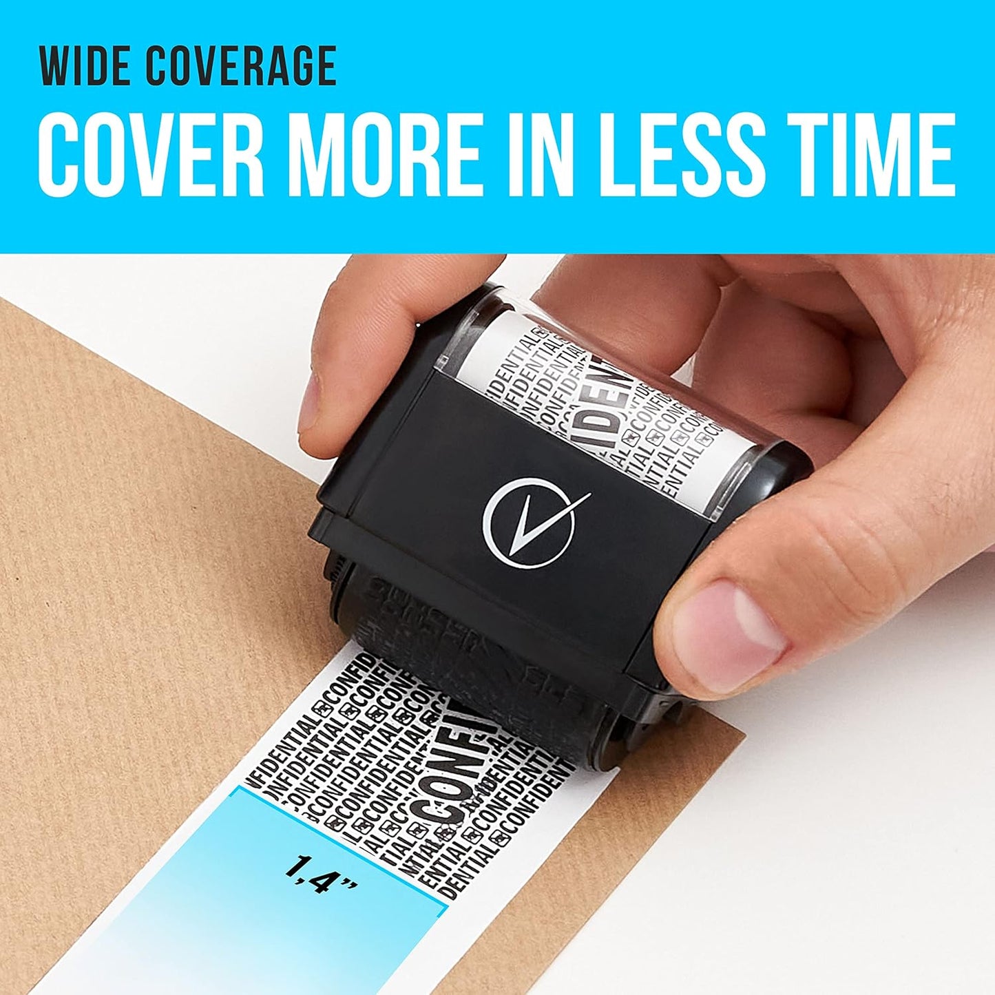 Vantamo Identity Theft Protection Roller Stamp for Hiding Sensitive Information, Wide Confidential Stamp with Box Cutter, Security Stamp Roller for Identity Theft Prevention, Black