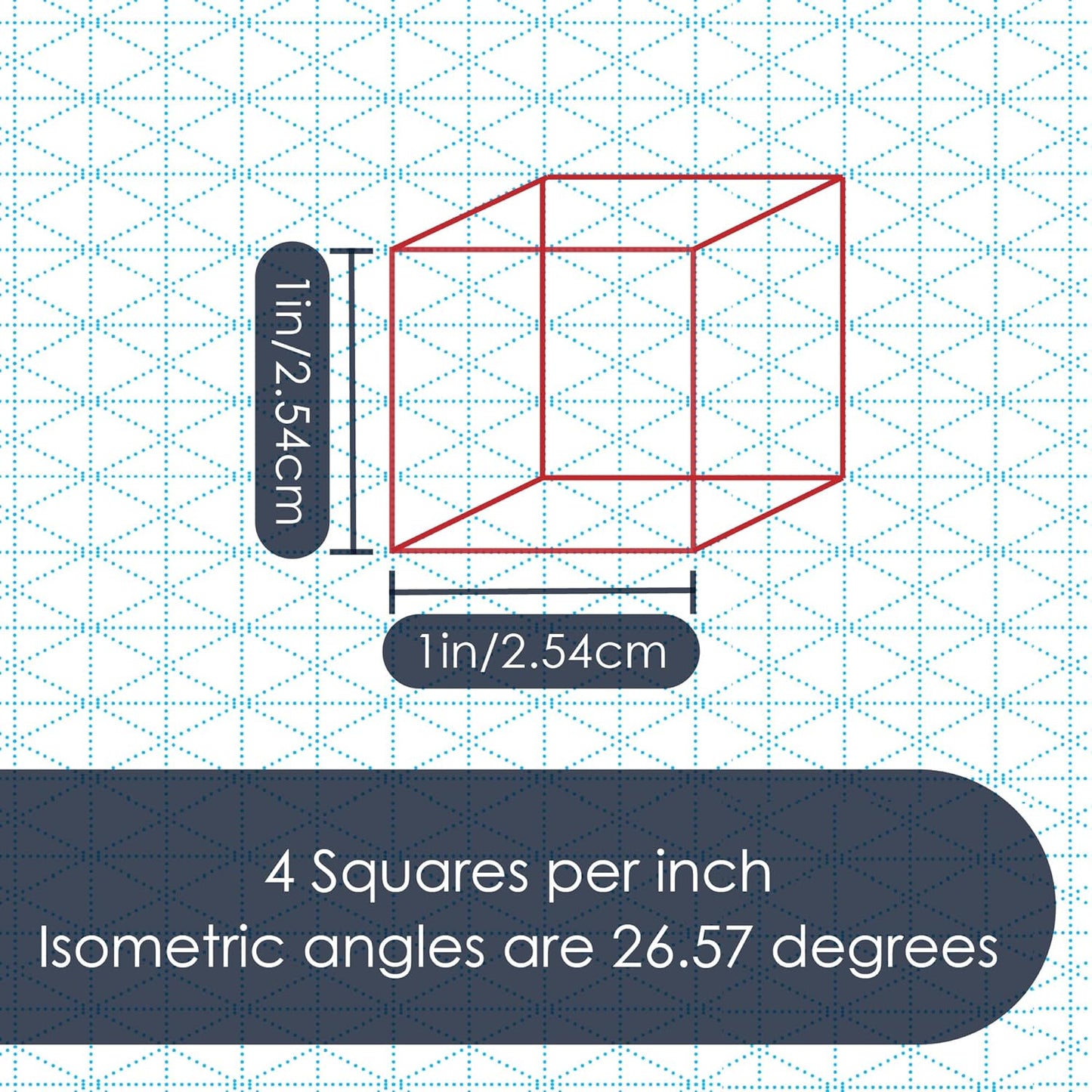 8.5" x 11" Isometric Graph Paper 50 Sheets Portrait - 0.25" Grid, Non-photo Blue, High Brightness, Drafting, Engineering, Art, 3D Design (3-Pack)