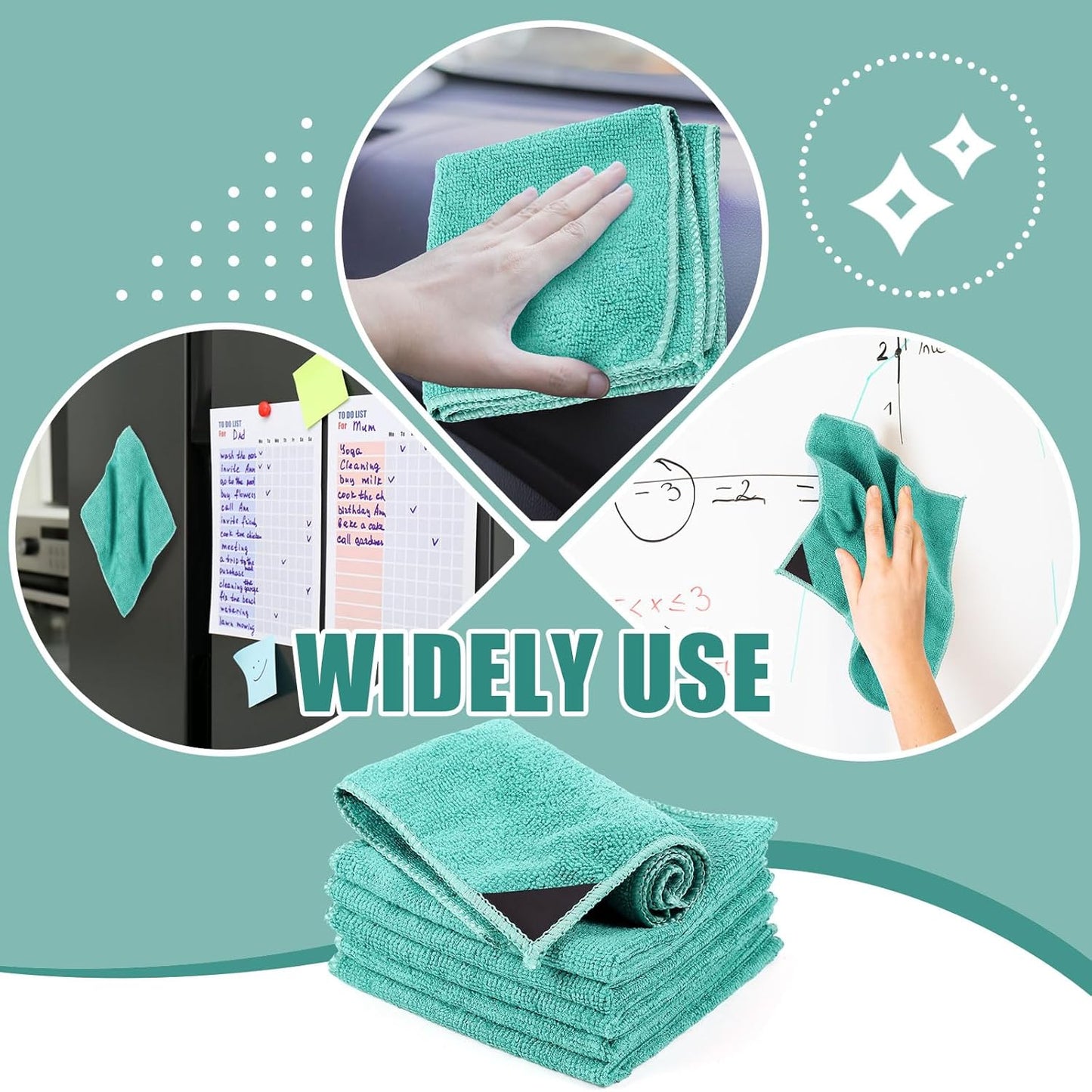 Zopeal 8 Packs Dry Erase Board Cleaning Cloth Microfiber Eraser Magnetic Whiteboard Eraser Washable for Whiteboard Dry Erase Cloth for Home and Office, 10'' x 9. 25''(Green)