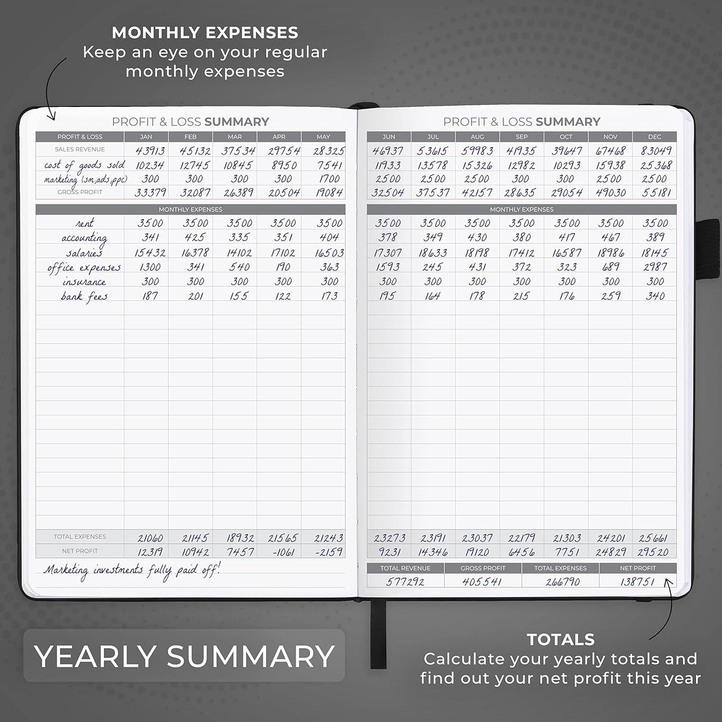 Clever Fox Income & Expense Tracker – Accounting & Bookkeeping Ledger Book for Small Business – 1-Year Record Notebook, A5 (Black)