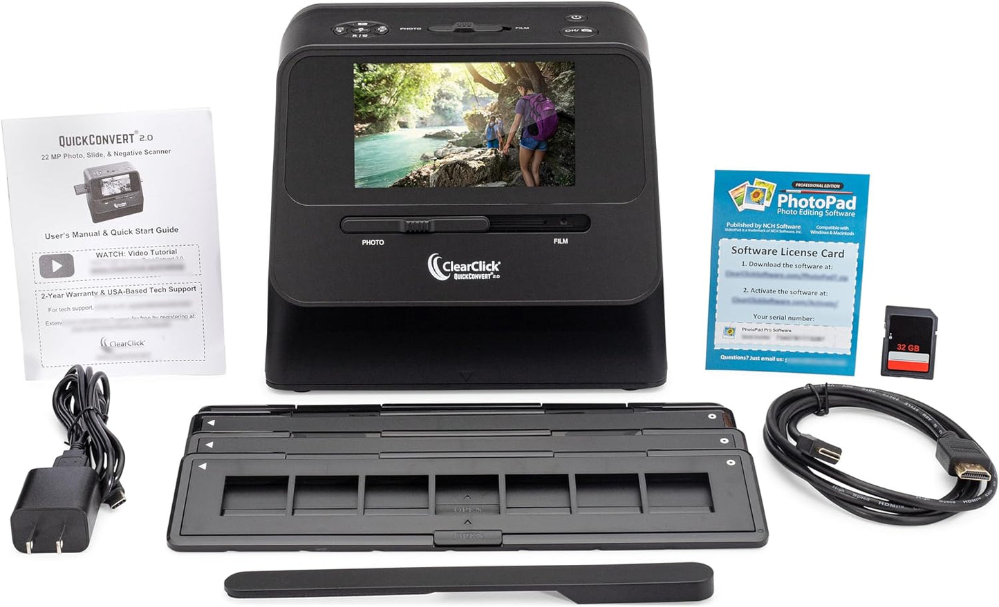 ClearClick QuickConvert 2.0 Photo, Slide, and Negative Scanner - Scan 4x6 Photos & 35mm, 110, 126 Film - No Computer Required - 22 MegaPixels