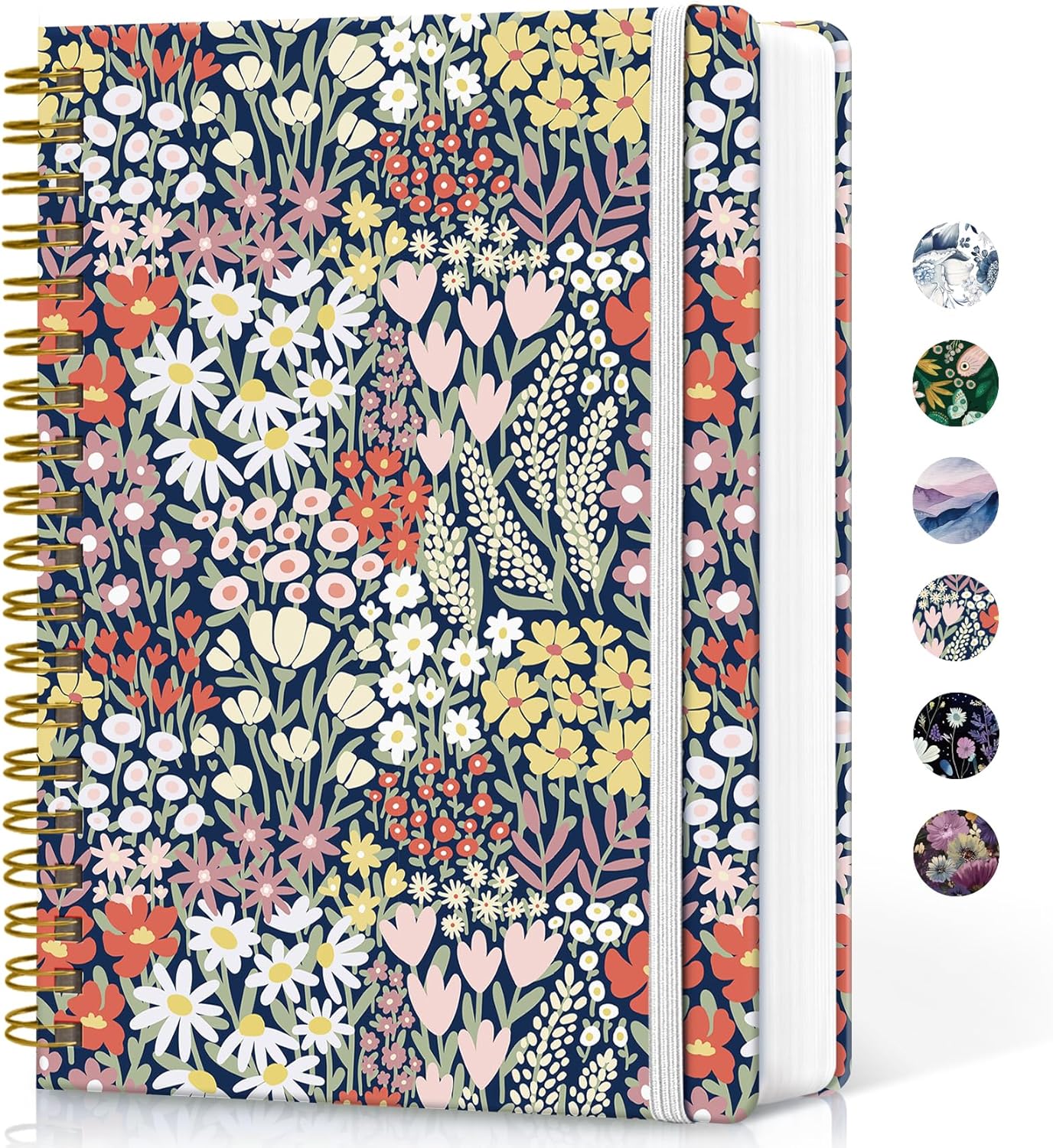 Lined Spiral Notebook Journal for Work, 300 Pages Thick B5 (7.1"x10") College Ruled Journal for Women & Writing, Hardcover Notebook for Note Taking, Perfect for Office Home School, Spring Meadow