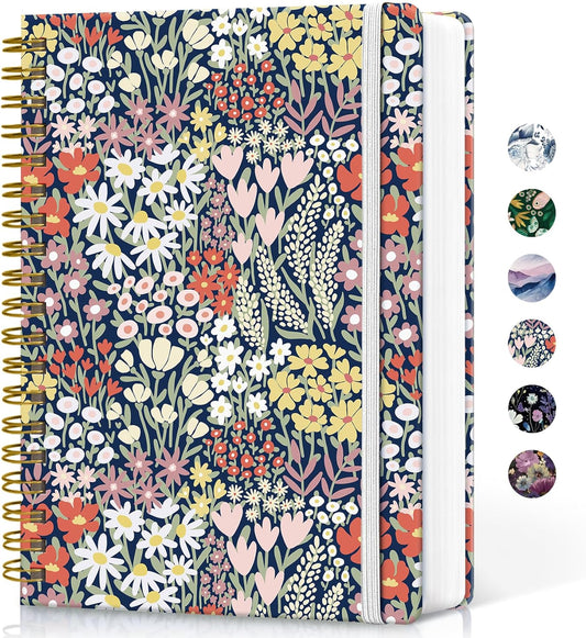 Lined Spiral Notebook Journal for Work, 300 Pages Thick B5 (7.1"x10") College Ruled Journal for Women & Writing, Hardcover Notebook for Note Taking, Perfect for Office Home School, Spring Meadow