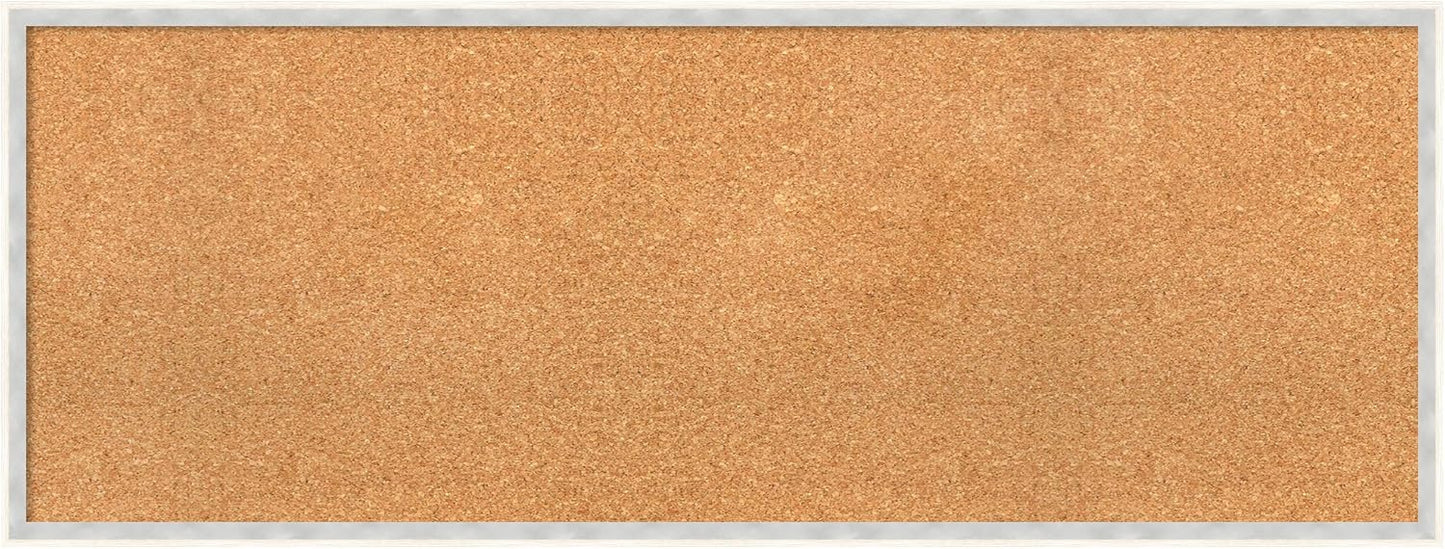 Amanti Art Natural Cork Board for Wall, 17x45 Vision Board with White Frame, Oversize Corkboard Office Decor for Home Organization, Modern Corkboard Pinboard to Display Items for Home Organization in