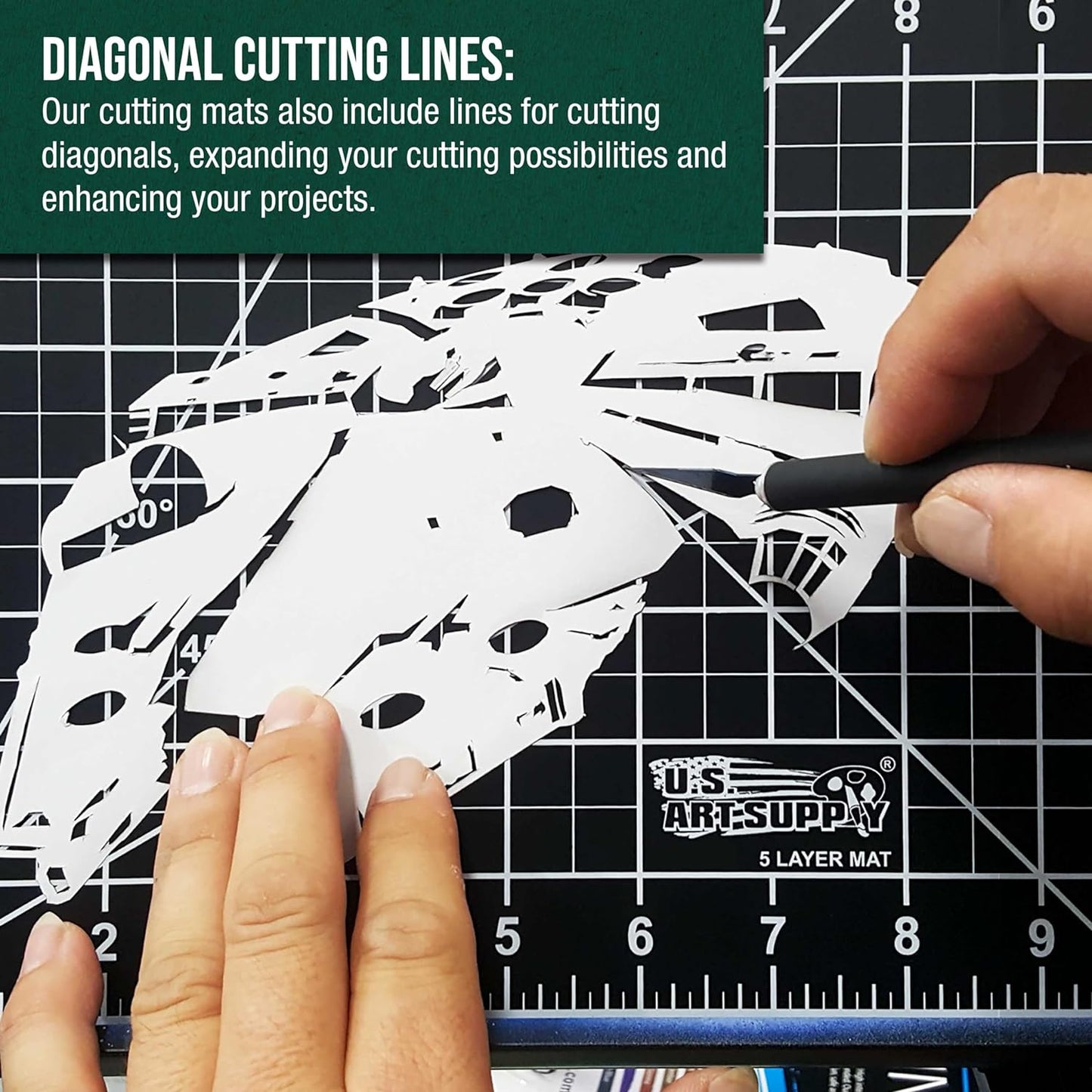 U.S. Art Supply 24" x 36" Self-Healing Cutting Mat 5-Ply - Double-Sided Green/Black Craft Mat, Non-Slip Cutting Mats for Crafts, Sewing, Quilting, Scrapbooking
