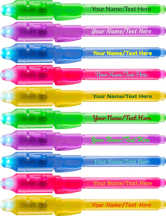 Personalized Invisible ink Pen with UV Light for Kids, Disappearing Ink magic Pen, Custom Secret Spy activity for ages 8-12, kids Gifts in bulk, 12 Pack, Assorted